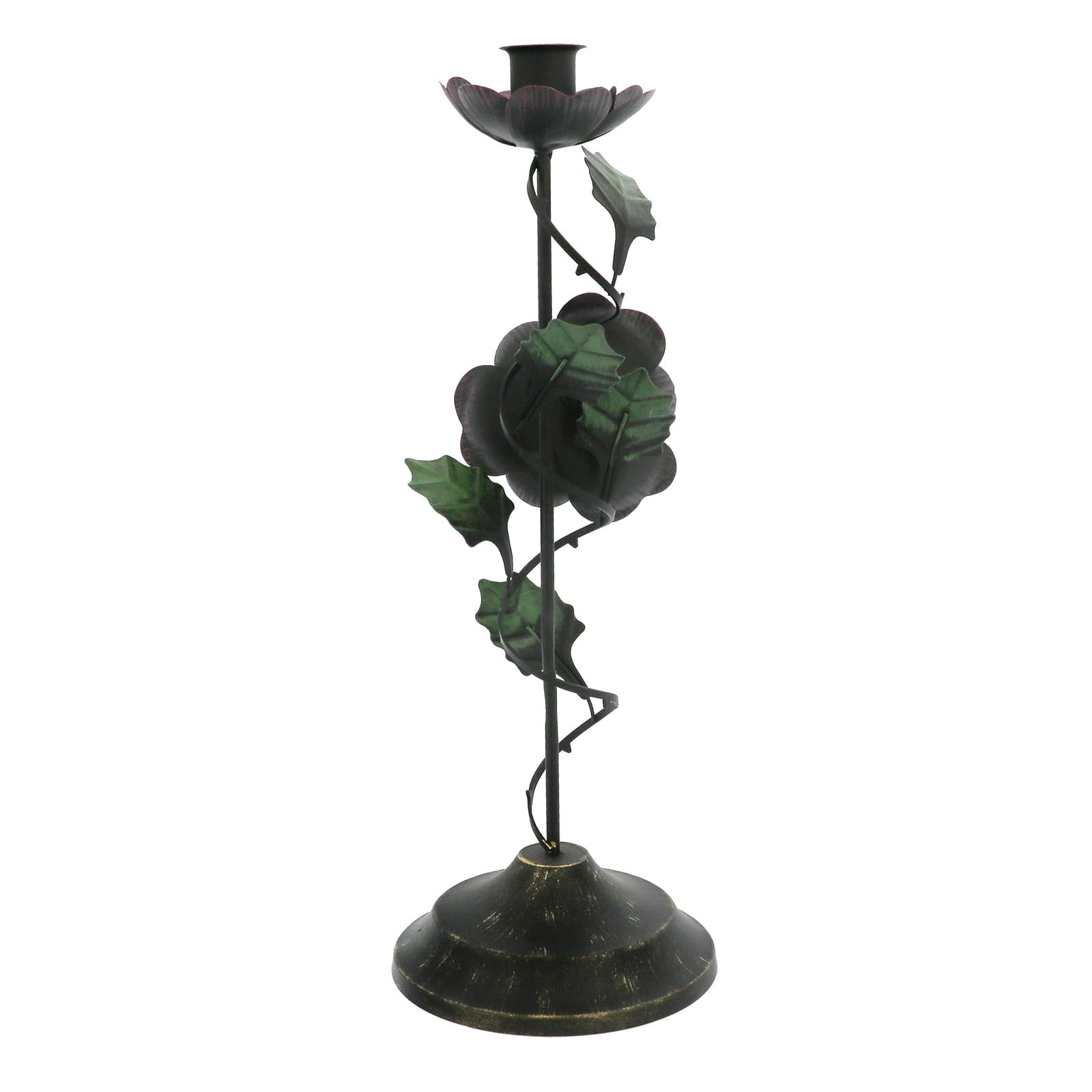 13" Dark Metal Rose Taper Candle Holder by Ashland®