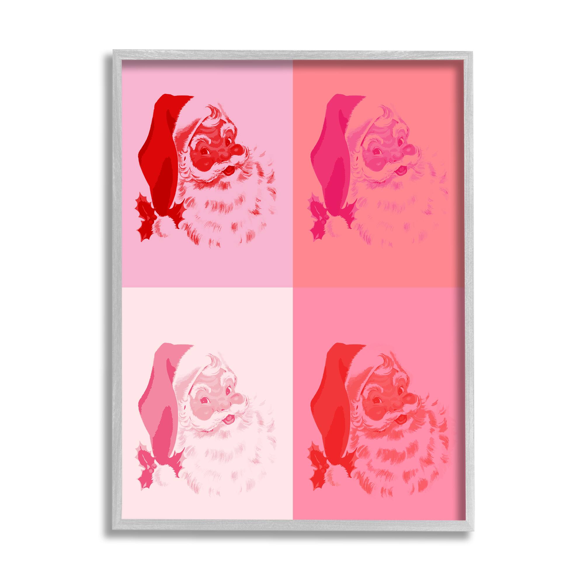 Stupell Industries Pop Style Pink Santa Claus Framed Giclee Art
