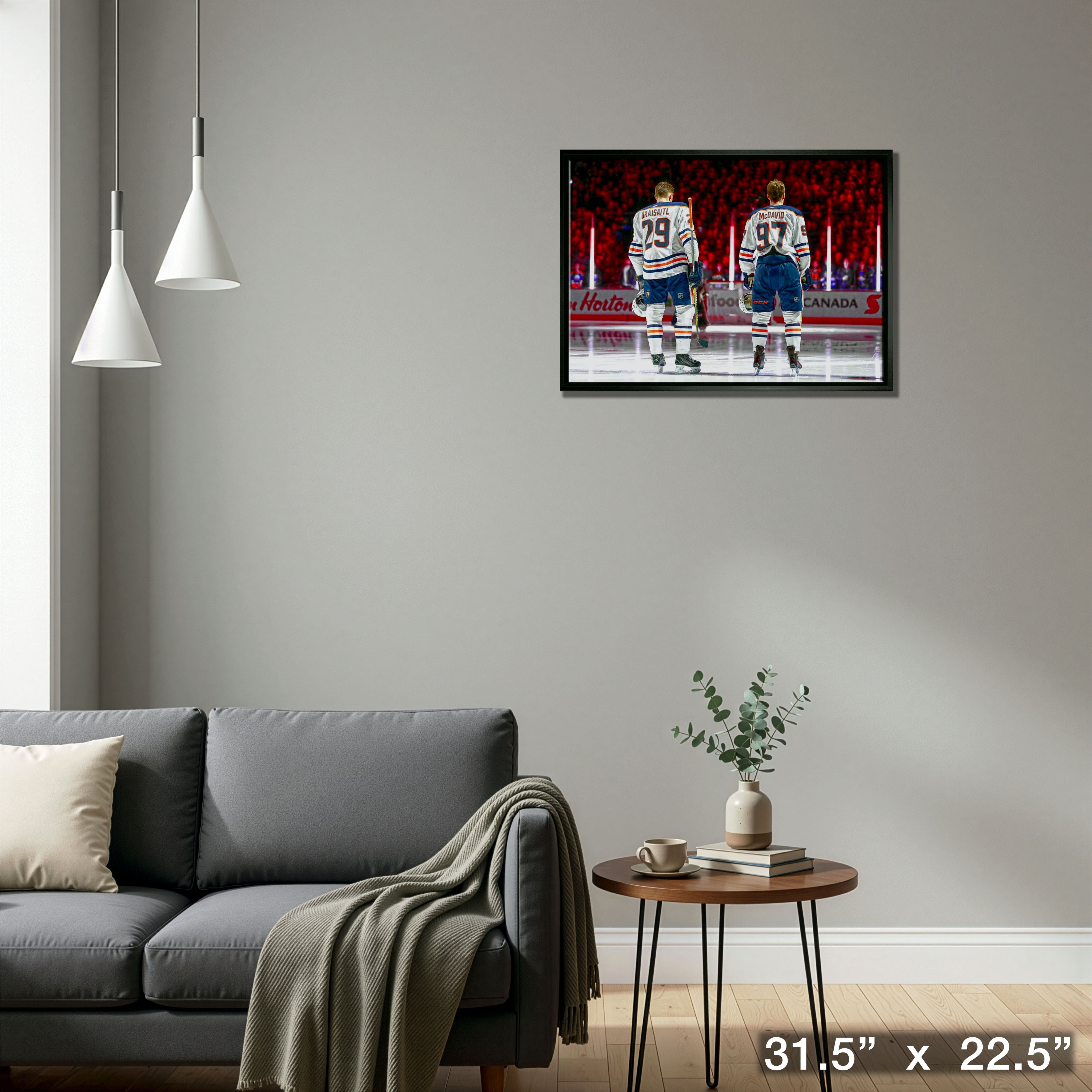 Connor McDavid and Leon Draisaitl Edmonton Oilers Framed 20" x 29" Line-Up Canvas 31.5" x 22.5"