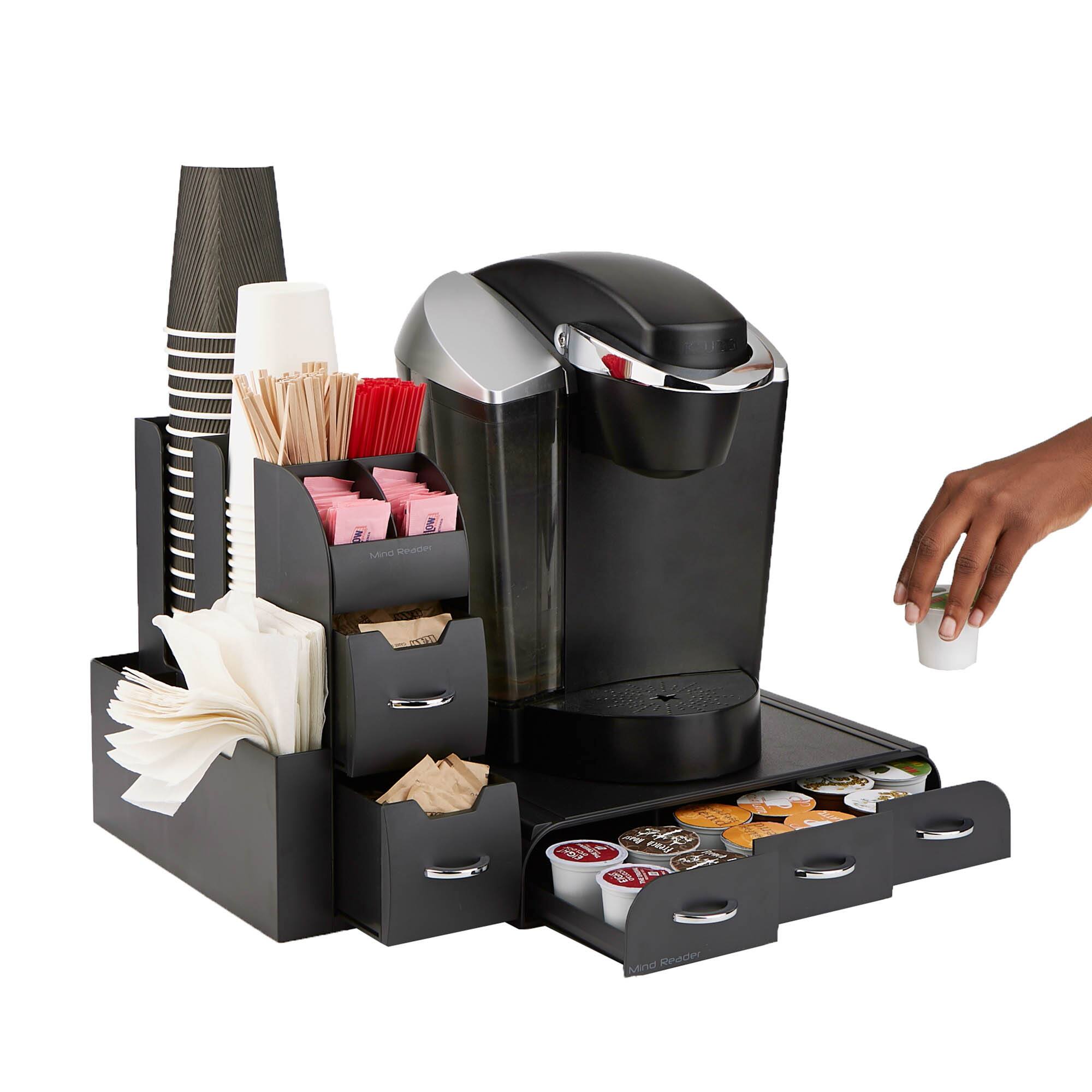 Mind Reader Black 2-Piece Single Serve Coffee Pod Drawer and Condiment Organizer Caddy Station