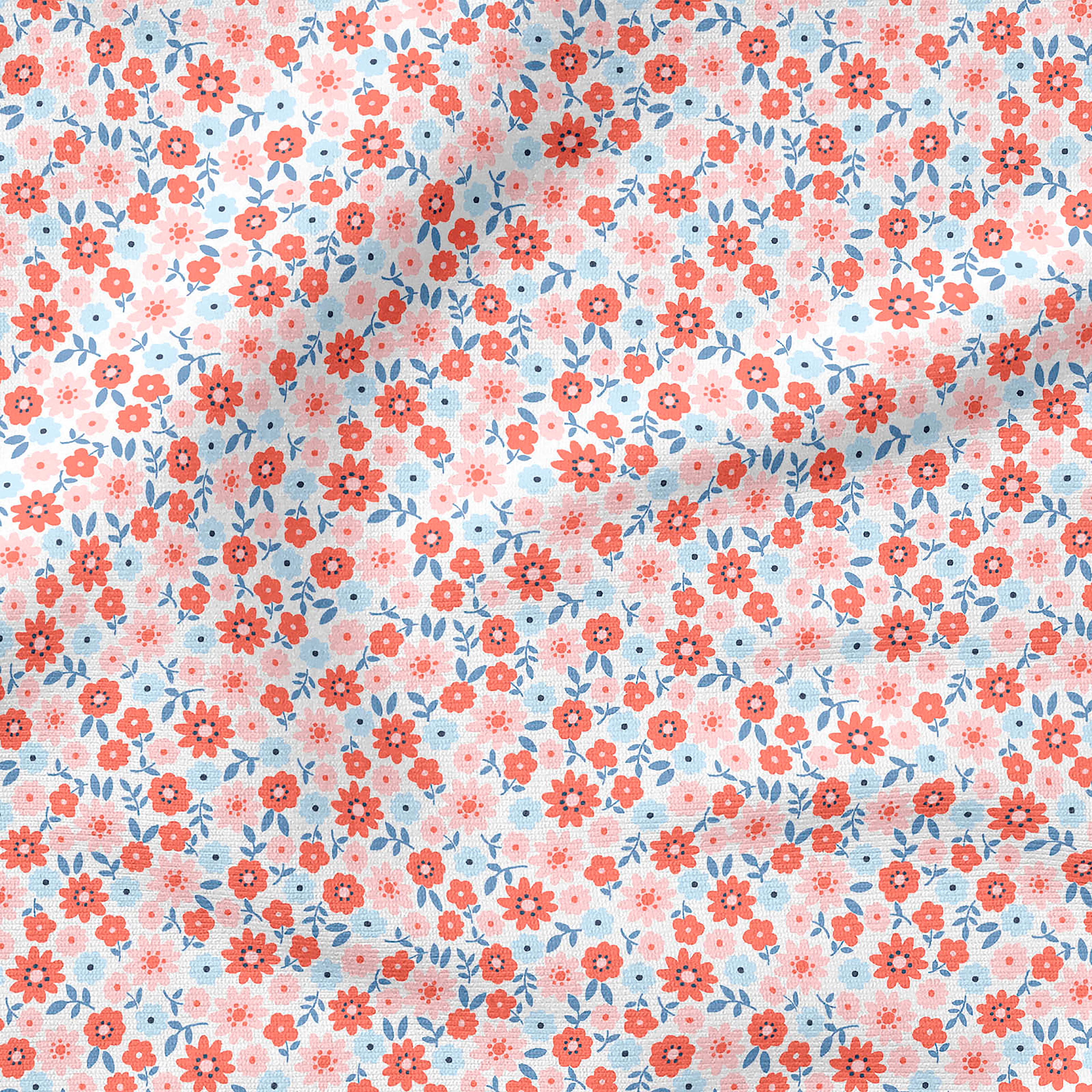 Fabric Editions White Carolina Floral Buds Cotton Fabric