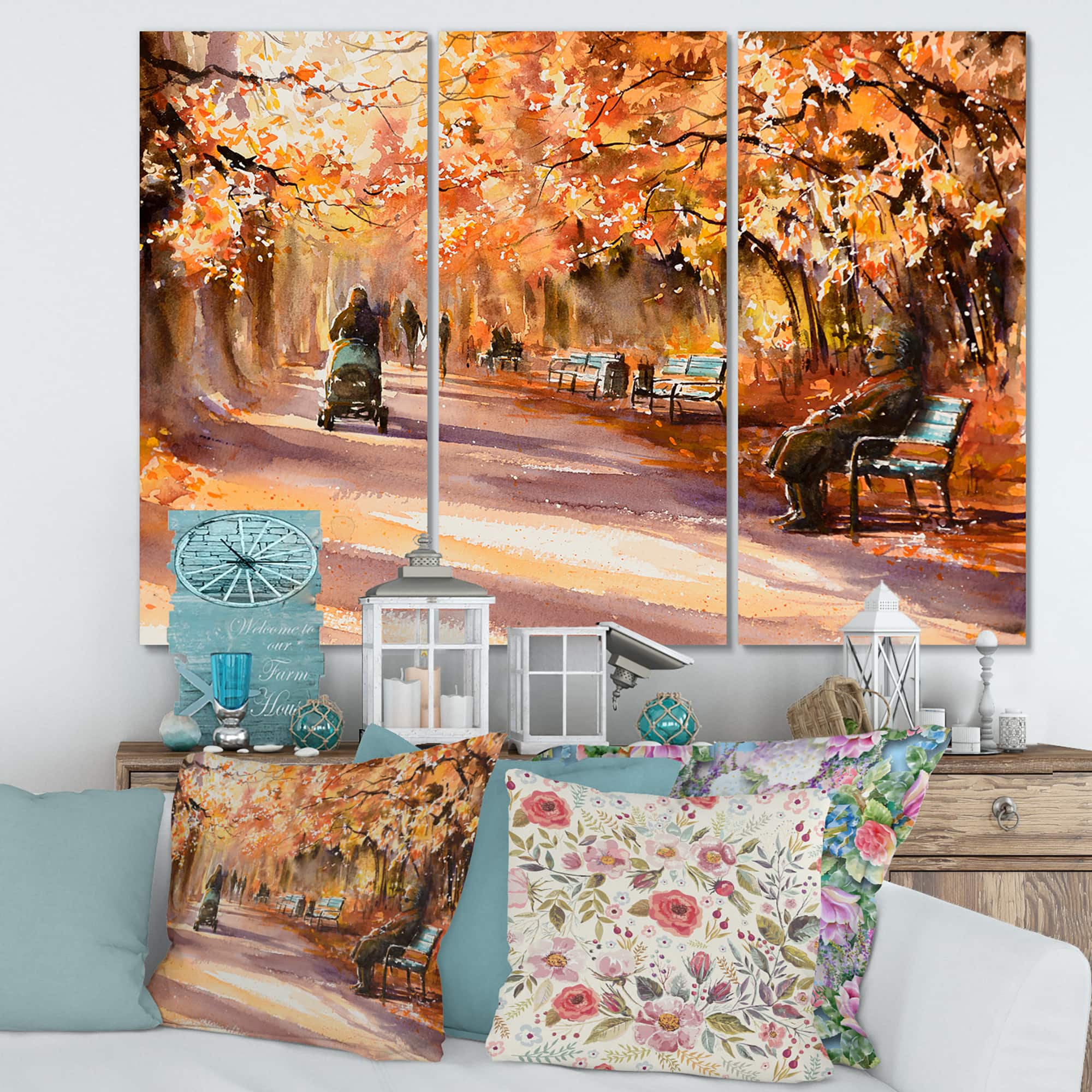 Designart - Road In The Park In Sunny Autumn Day
