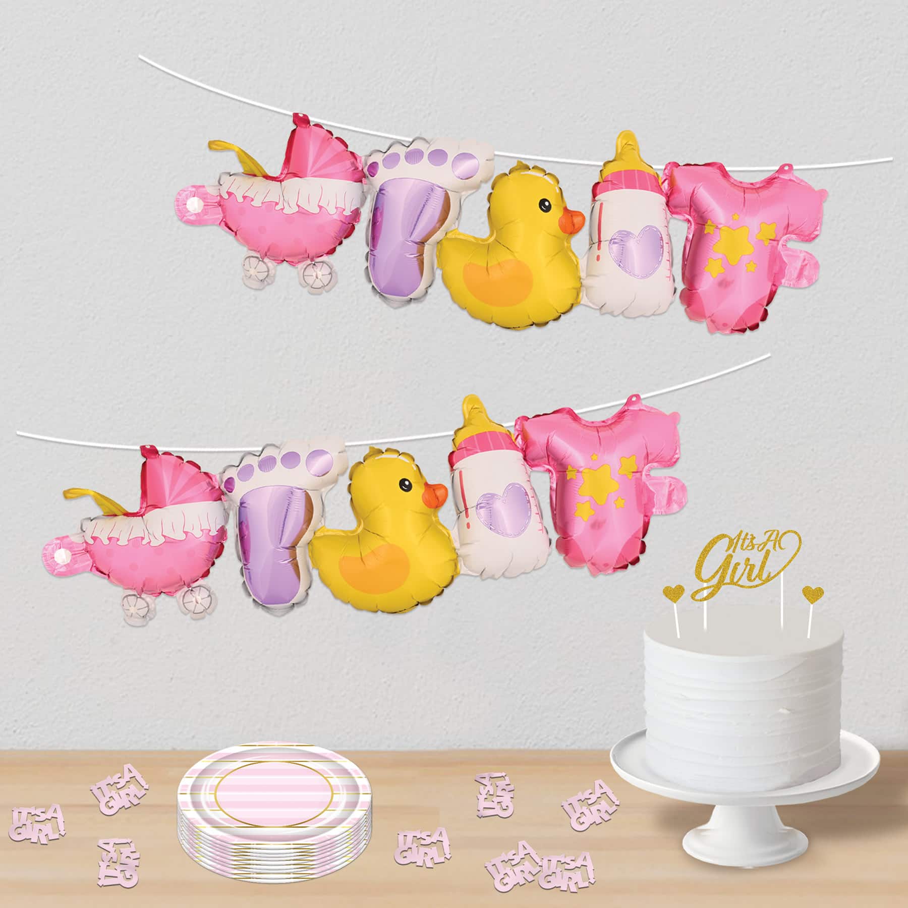Beistle 2.25" x 2.75" Jumbo It's A Girl Fanci-Fetti, 2 Packs of 6