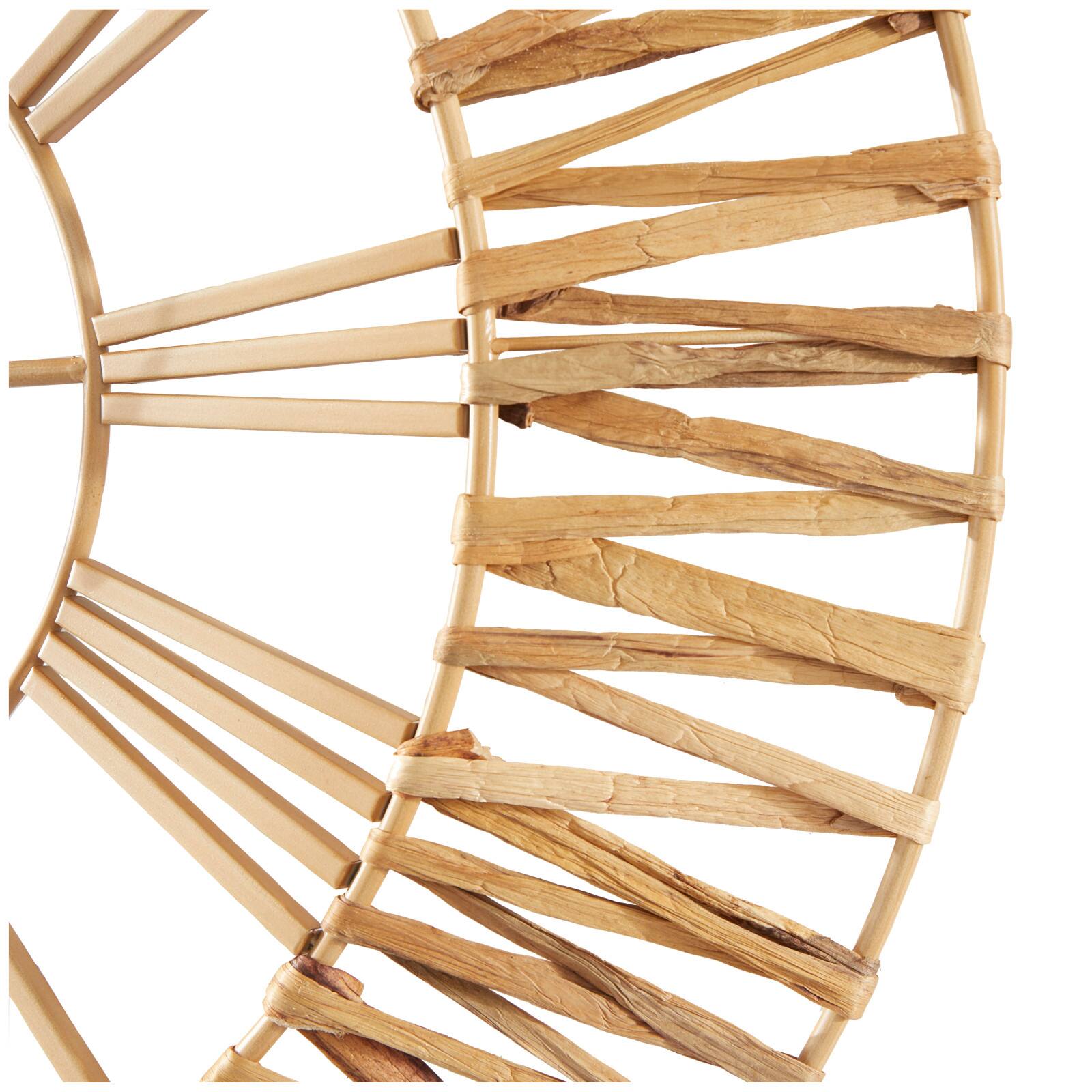 30.5" Gold Seagrass Round Wall Clock with Weaving Design