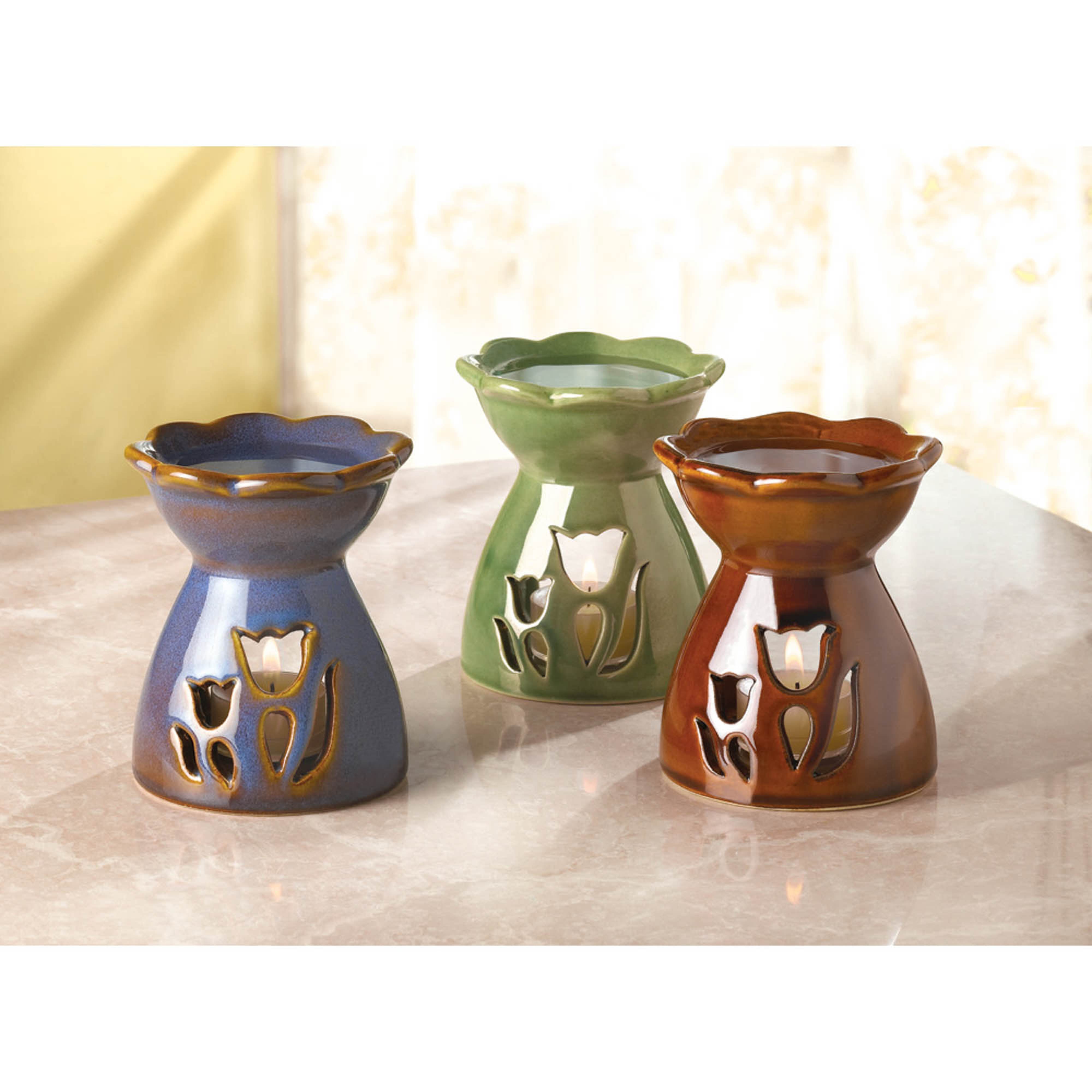 Porcelain Flower Candle Oil Warmers, 3ct.