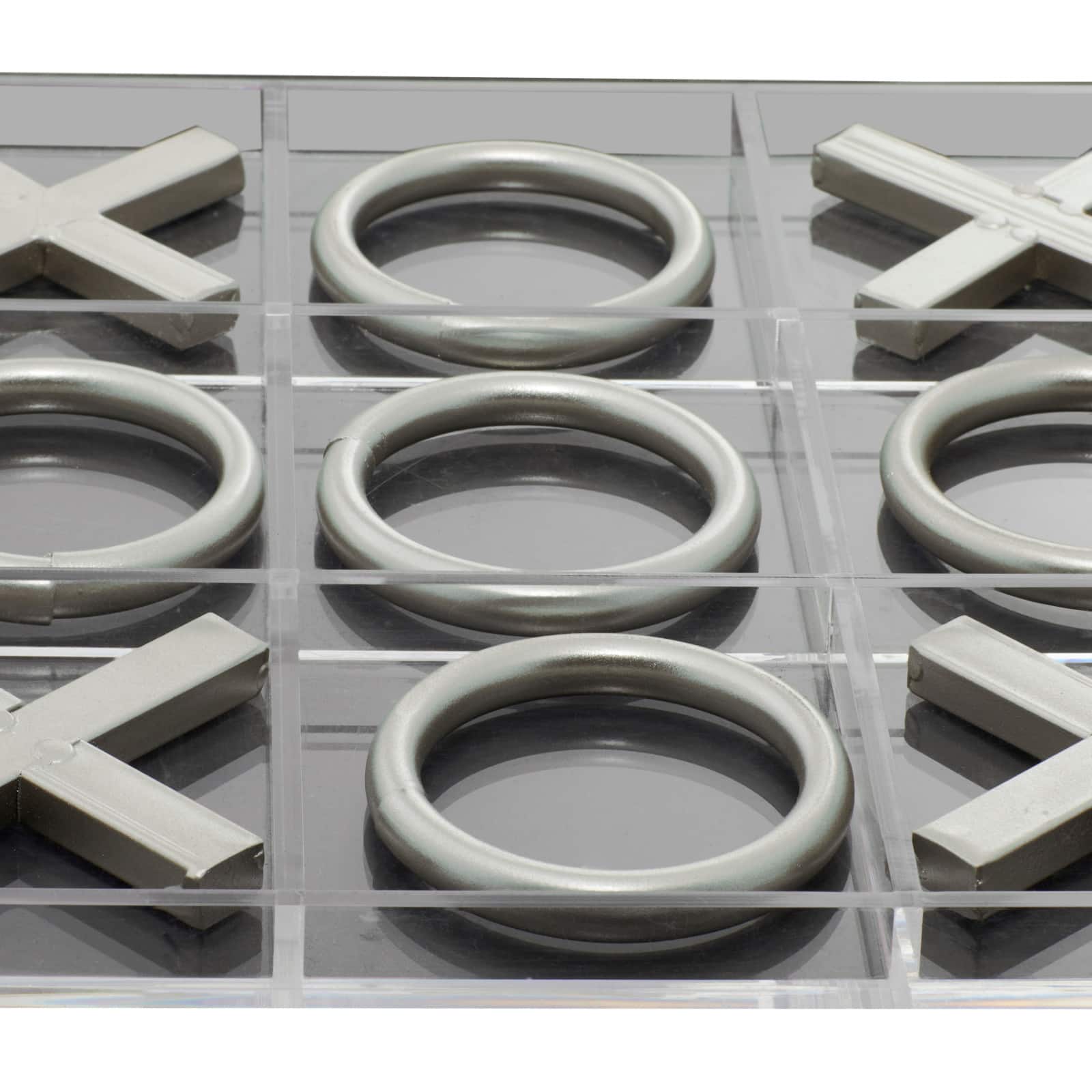 Silver Acrylic & Metal Glam Tic-Tac-Toe Game Set