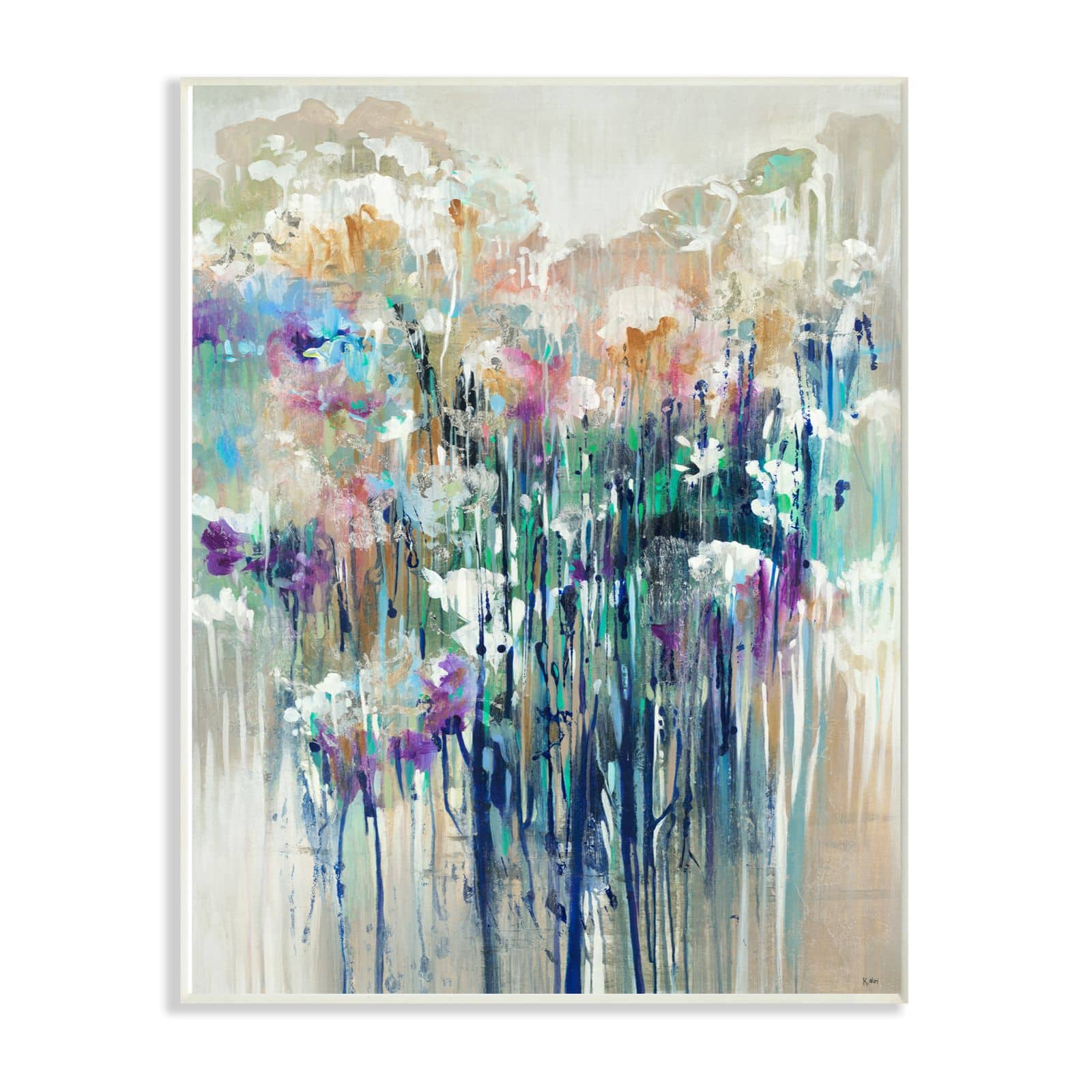 Stupell Industries Dripping Blue & Purple with Soft Neutrals Wall Plaque