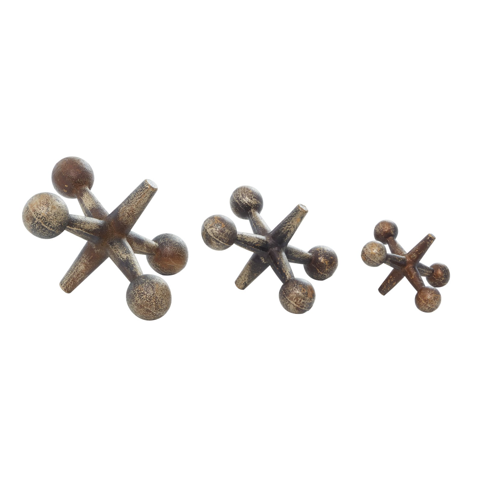 Gold Metal Modern Geometric Sculpture Set