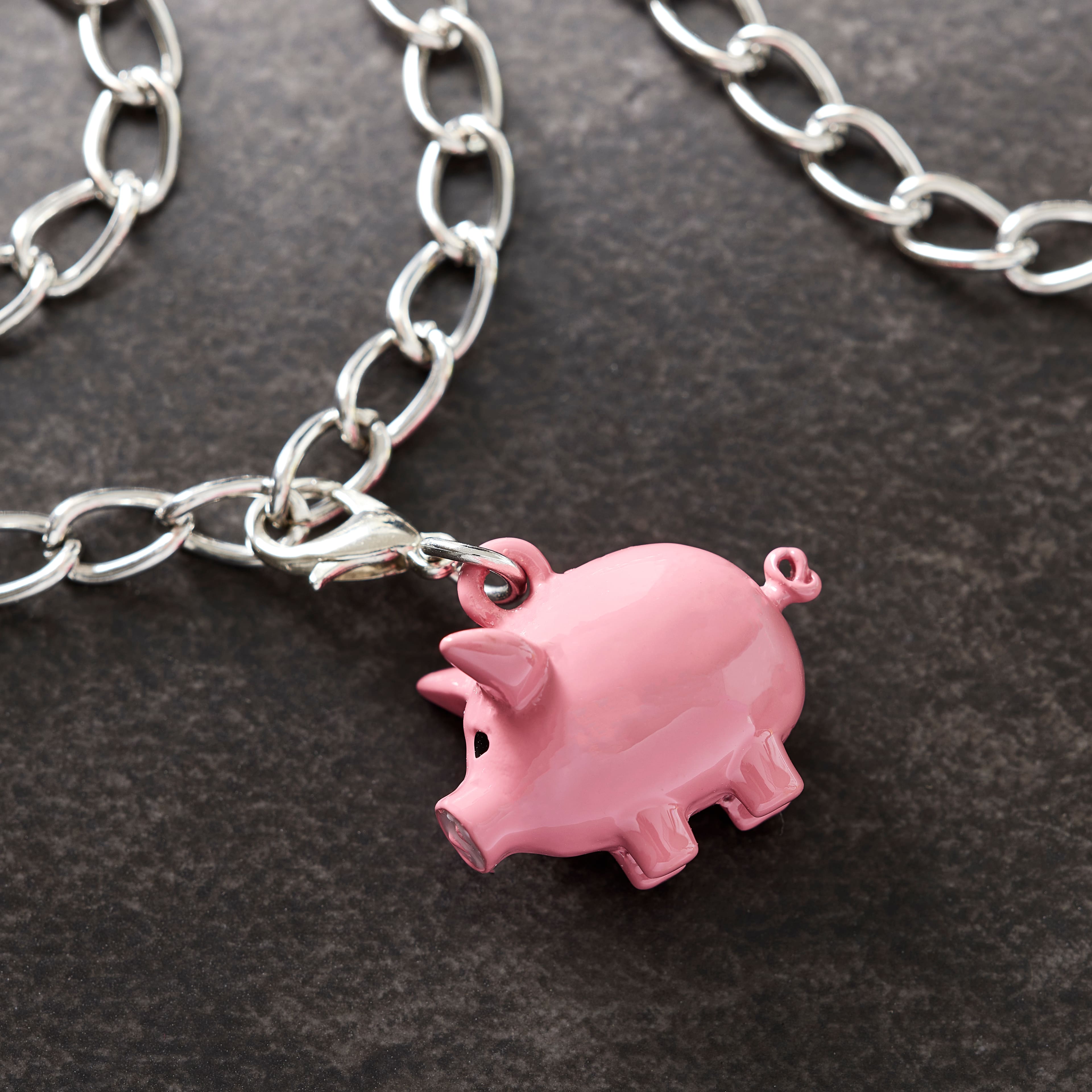 Metal Pink Pig Charm by Bead Landing™