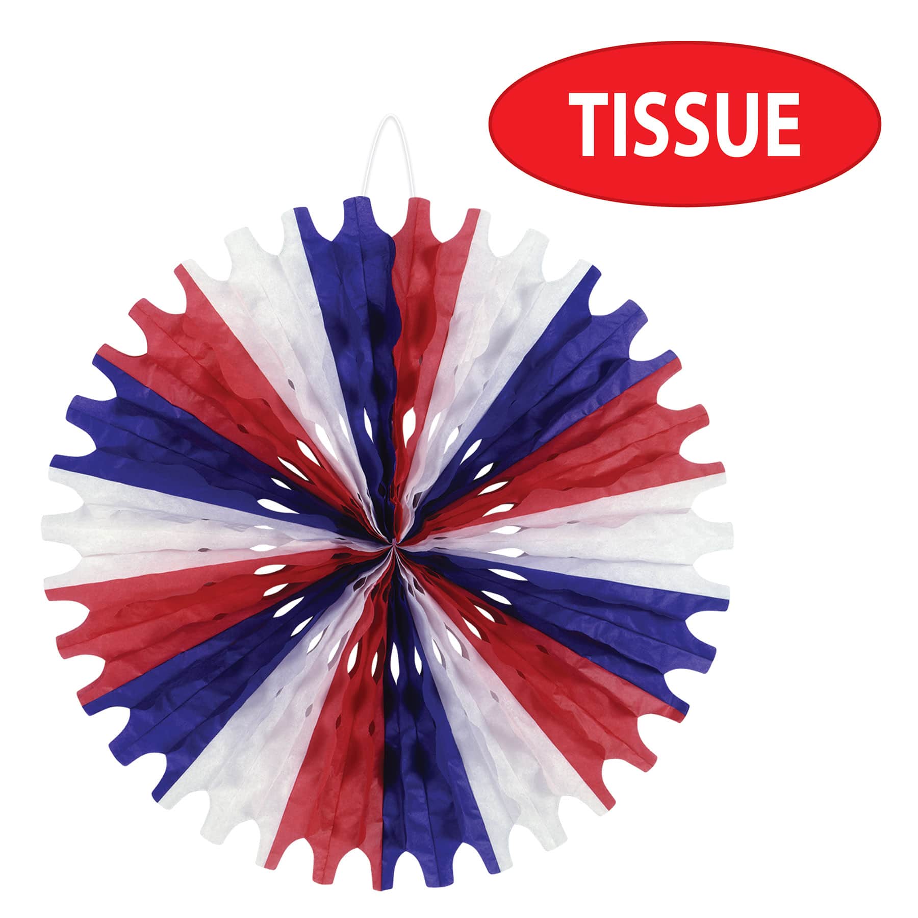 Beistle 25" Red, White & Blue Tissue Fans, 2ct.