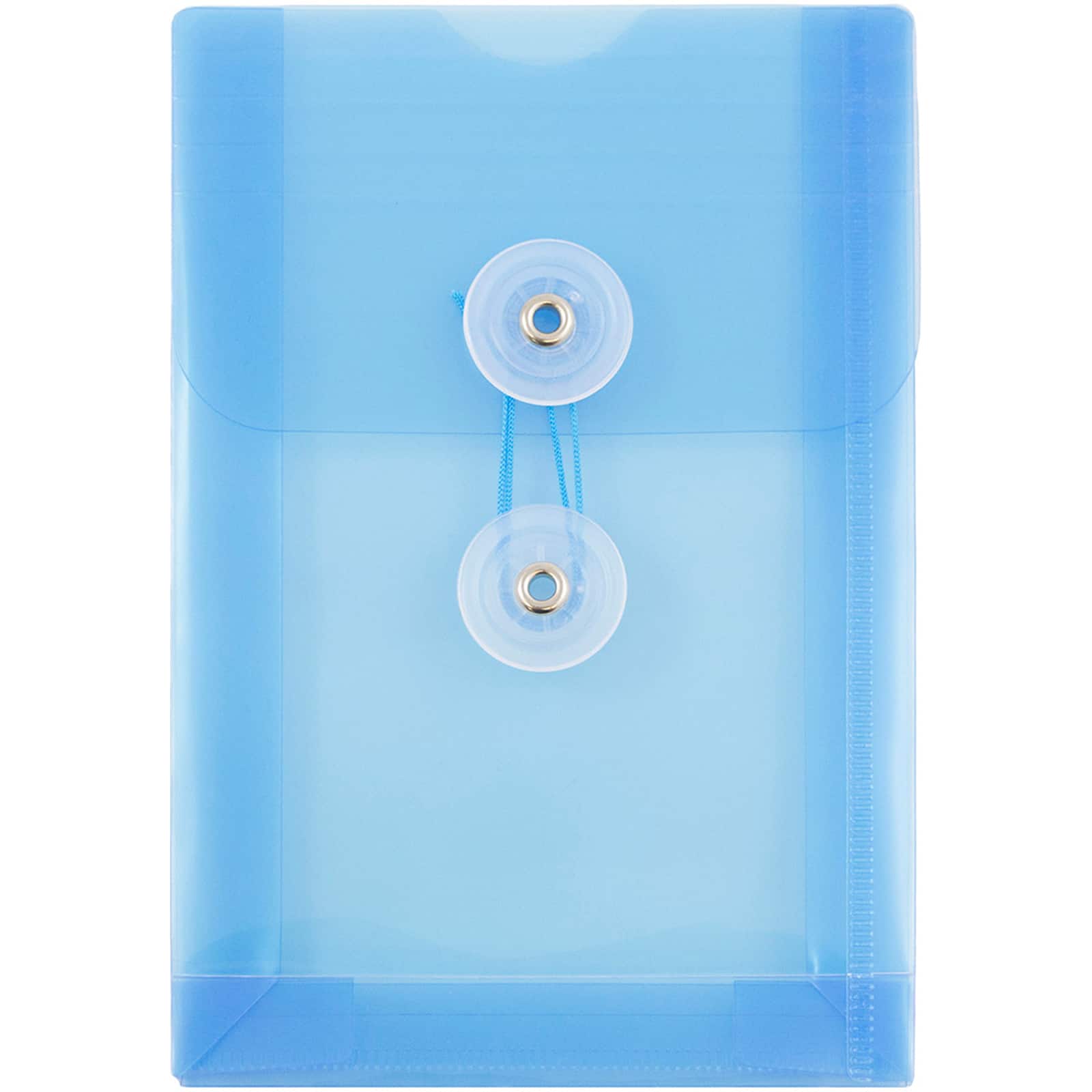 JAM Paper 4.25" x 6.25" Open End Plastic Envelopes with Button and String Closure