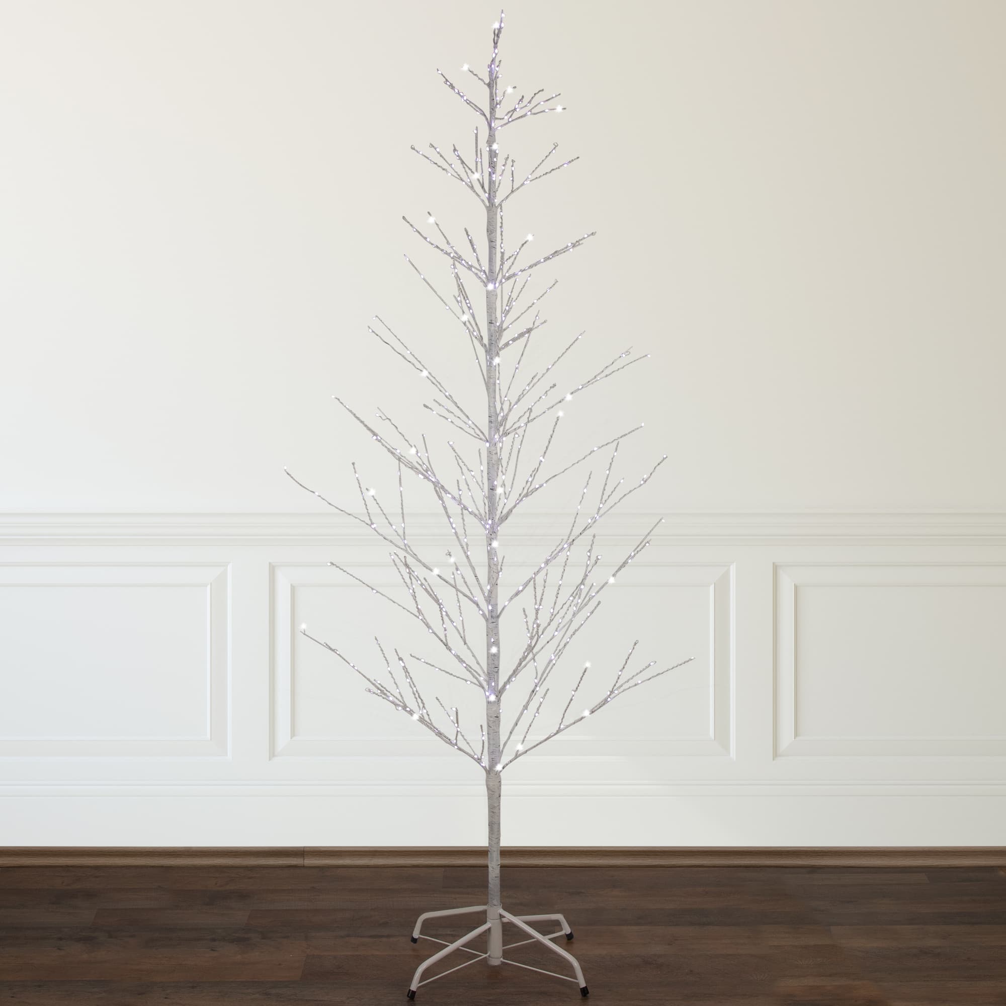 6ft. Pre-Lit White Birch Twig Artificial Tree, Pure White LED Lights