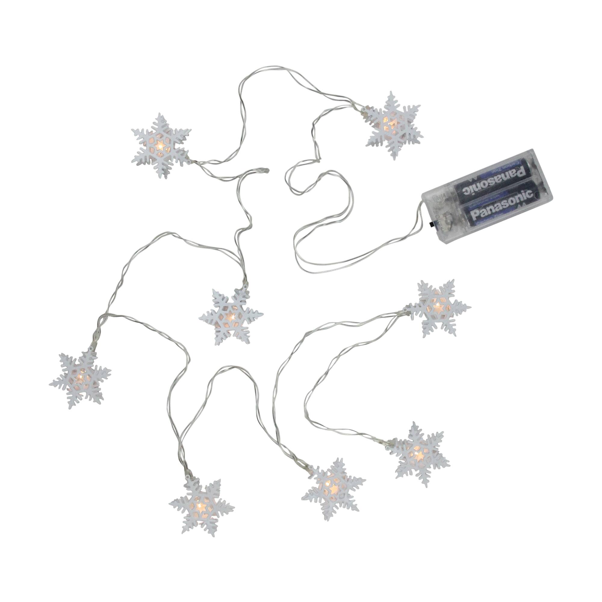 8ct. Warm White LED Snowflake Christmas Lights