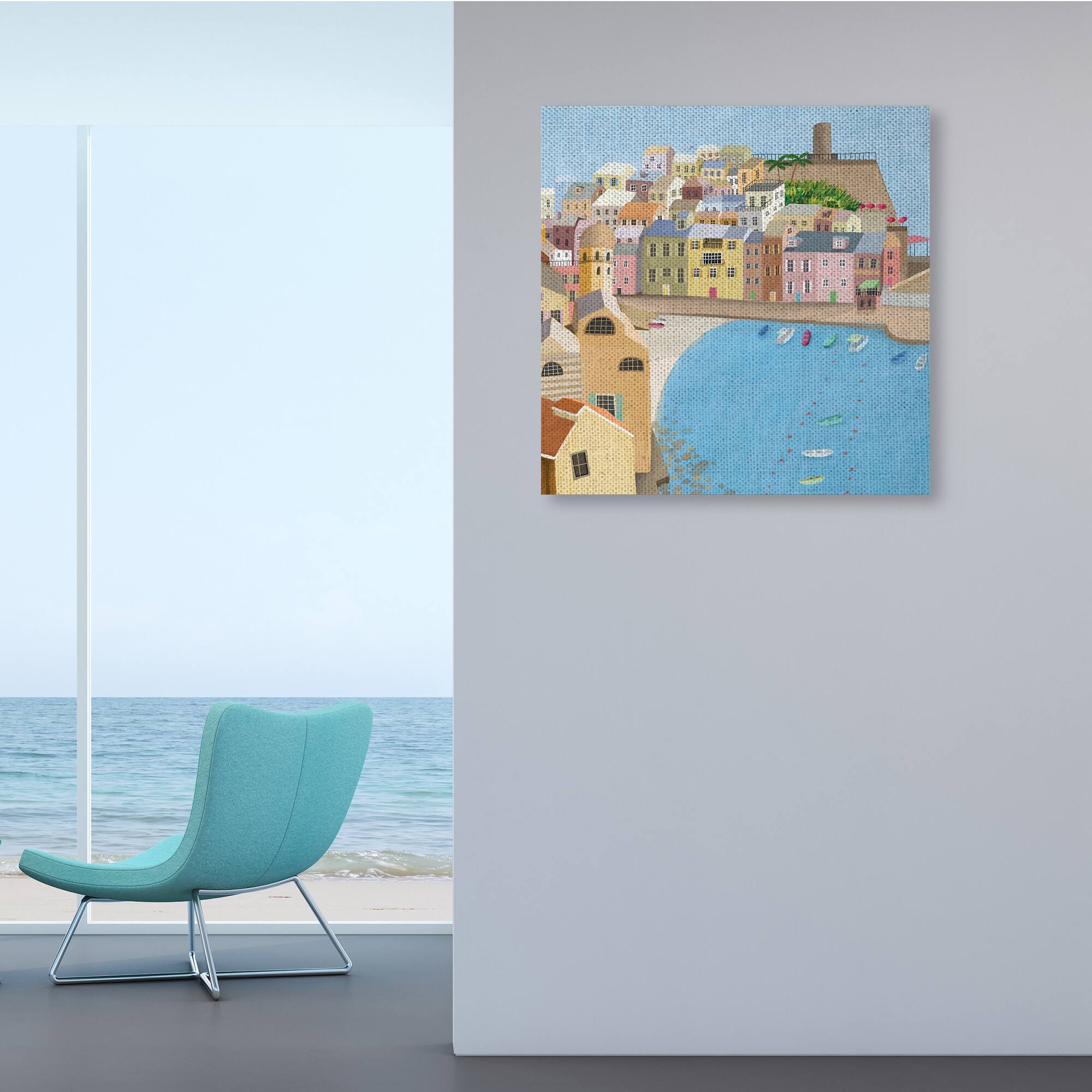 Stupell Industries Italian Seaside Architecture Coastal City Port Canvas Wall Art