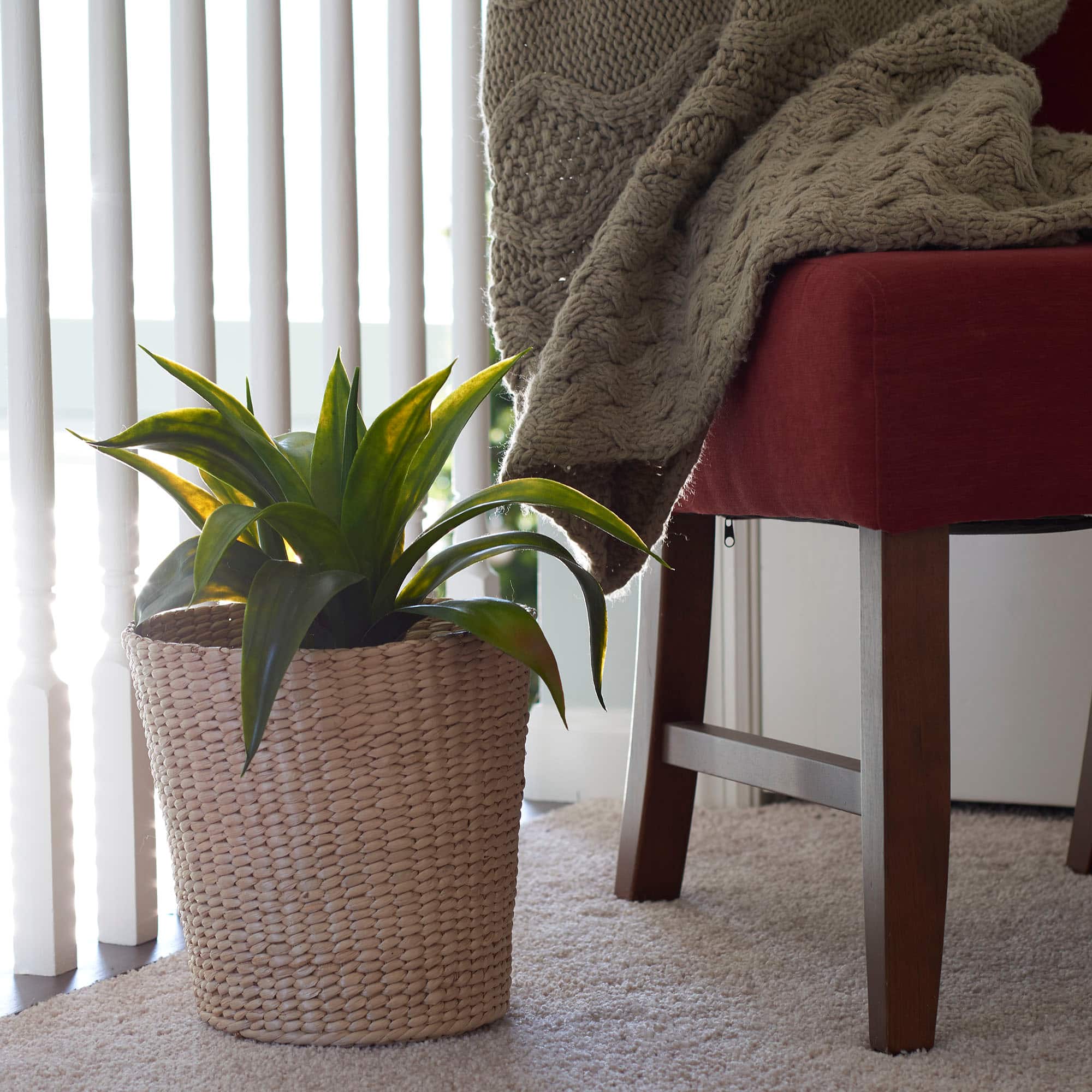 Household Essentials Woven Cattail Waste Basket