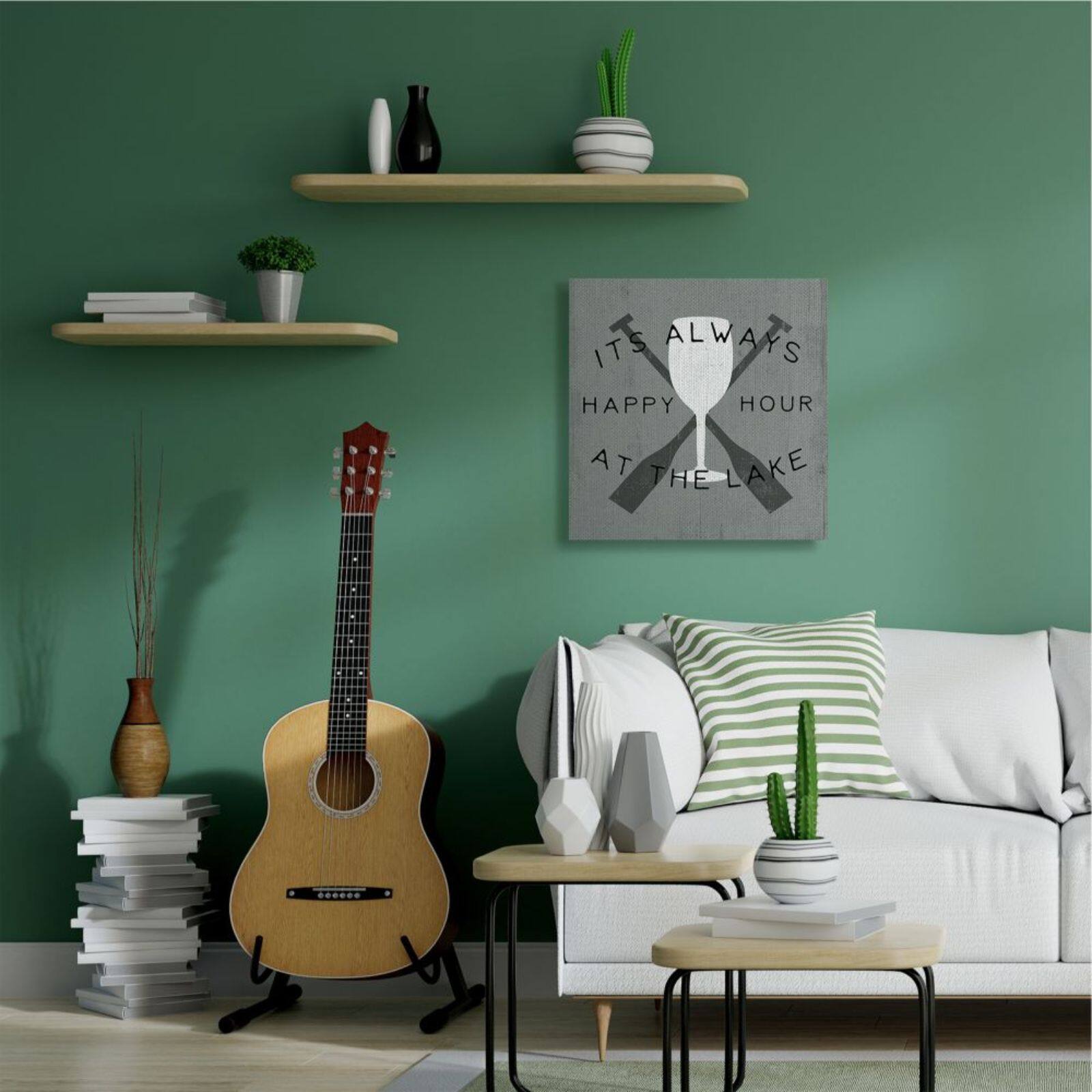 Stupell Industries Gray Always Happy Hour At the Lake Quote Wall Art