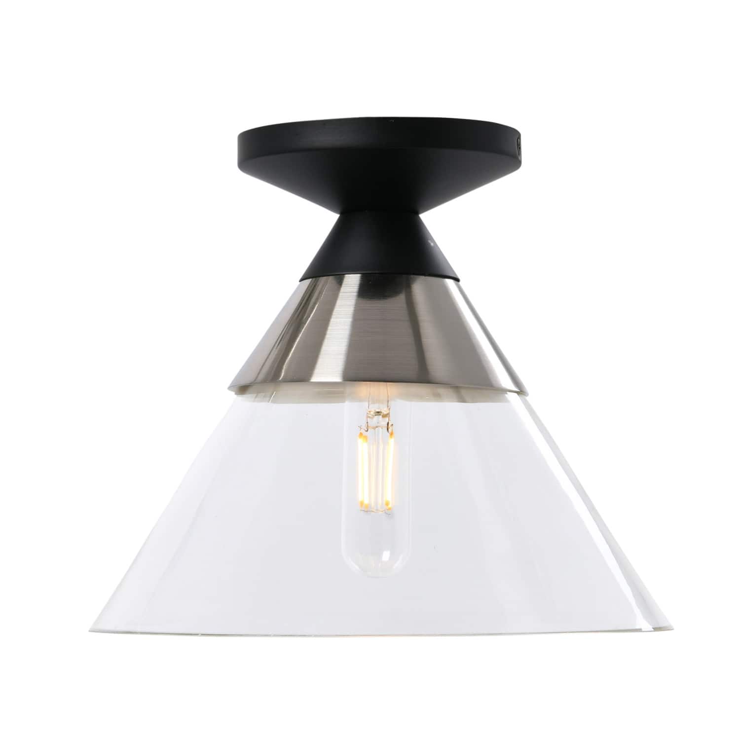 Hello Honey® Robert Stevenson Lighting Theo Metal & Conical Glass Flush Mount Ceiling Light
