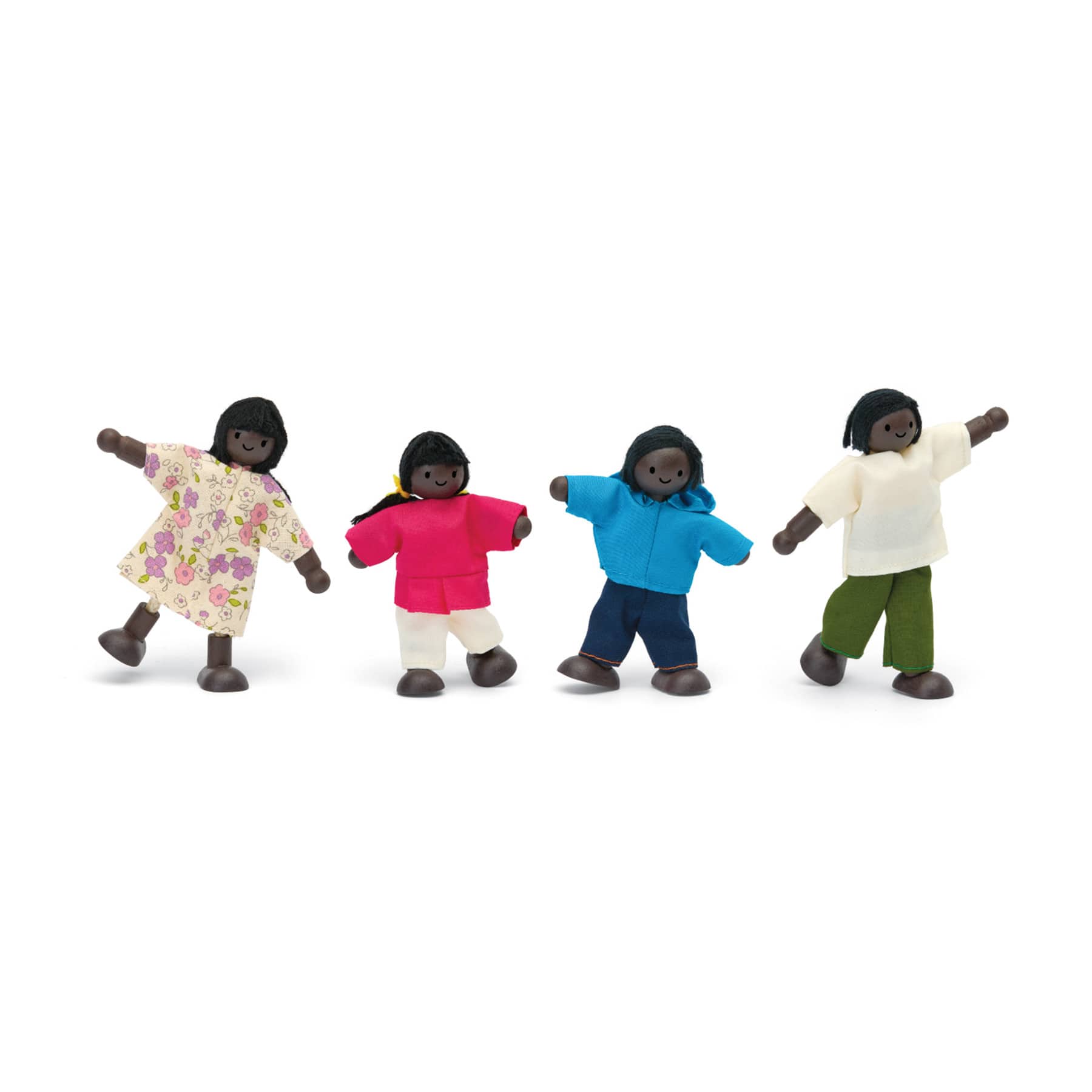 PlanToys Dark Skin Tone Wood Doll Family Set