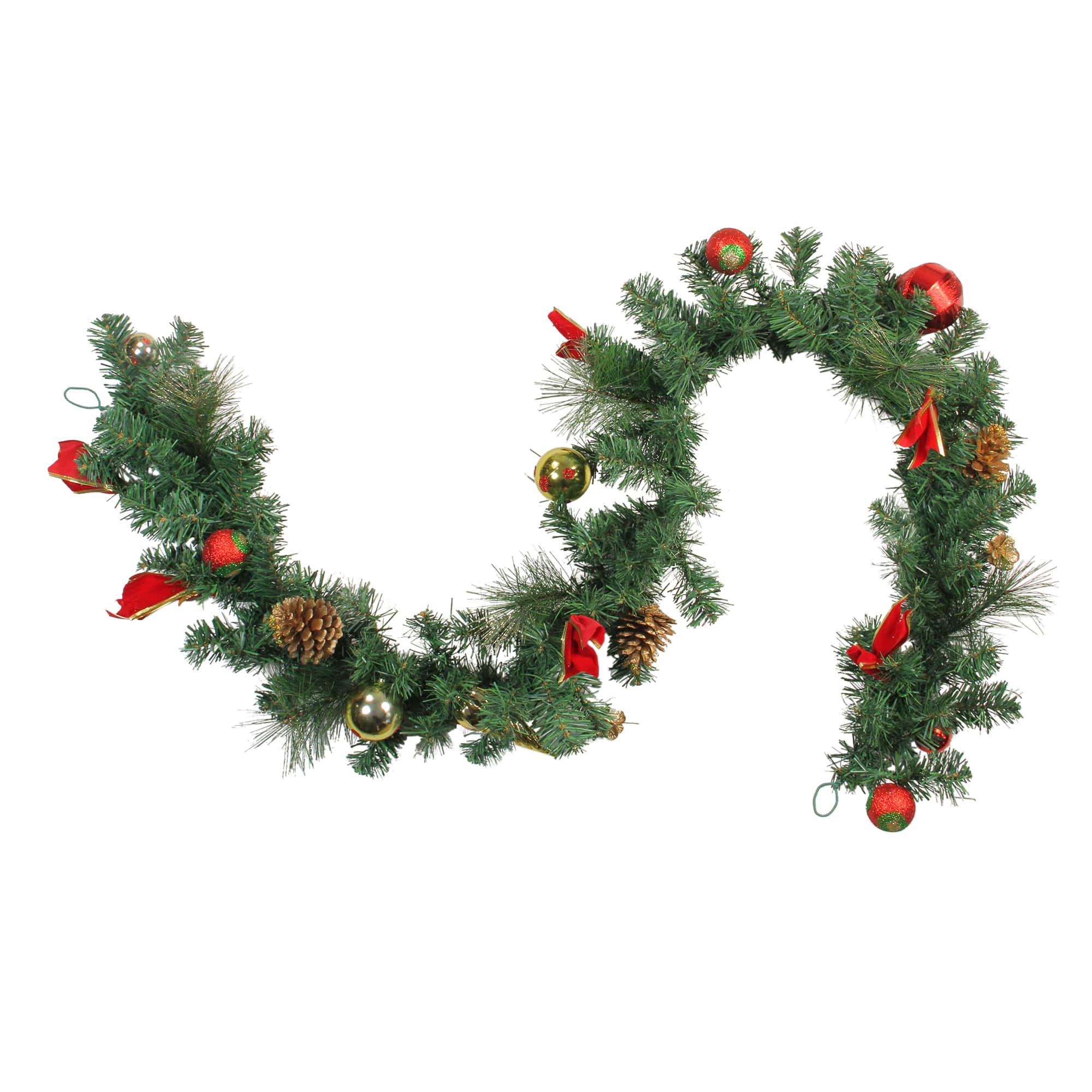6ft. Unlit Red & Gold Ball Ornaments with Bows Artificial Garland
