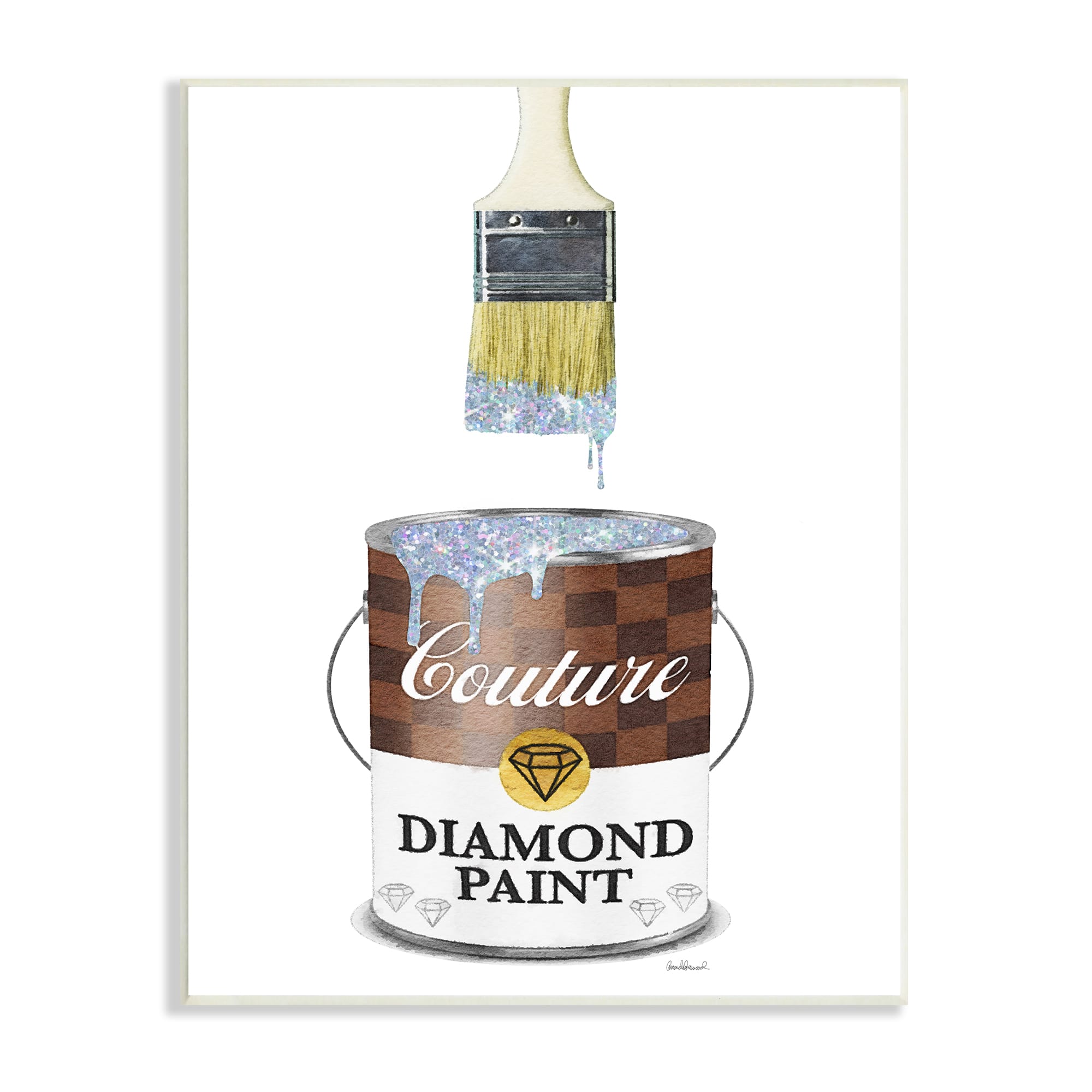 Stupell Industries Couture Diamond Paint Brown Fashion Pattern Pop Brush Wall Plaque