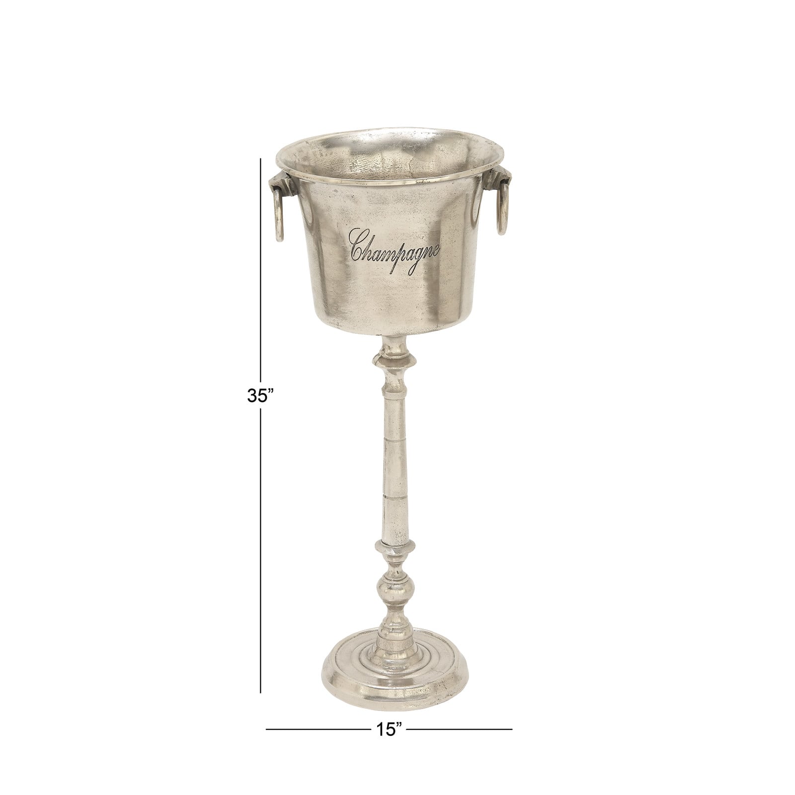 35" Silver Metal Champagne Bottle Holder Bucket