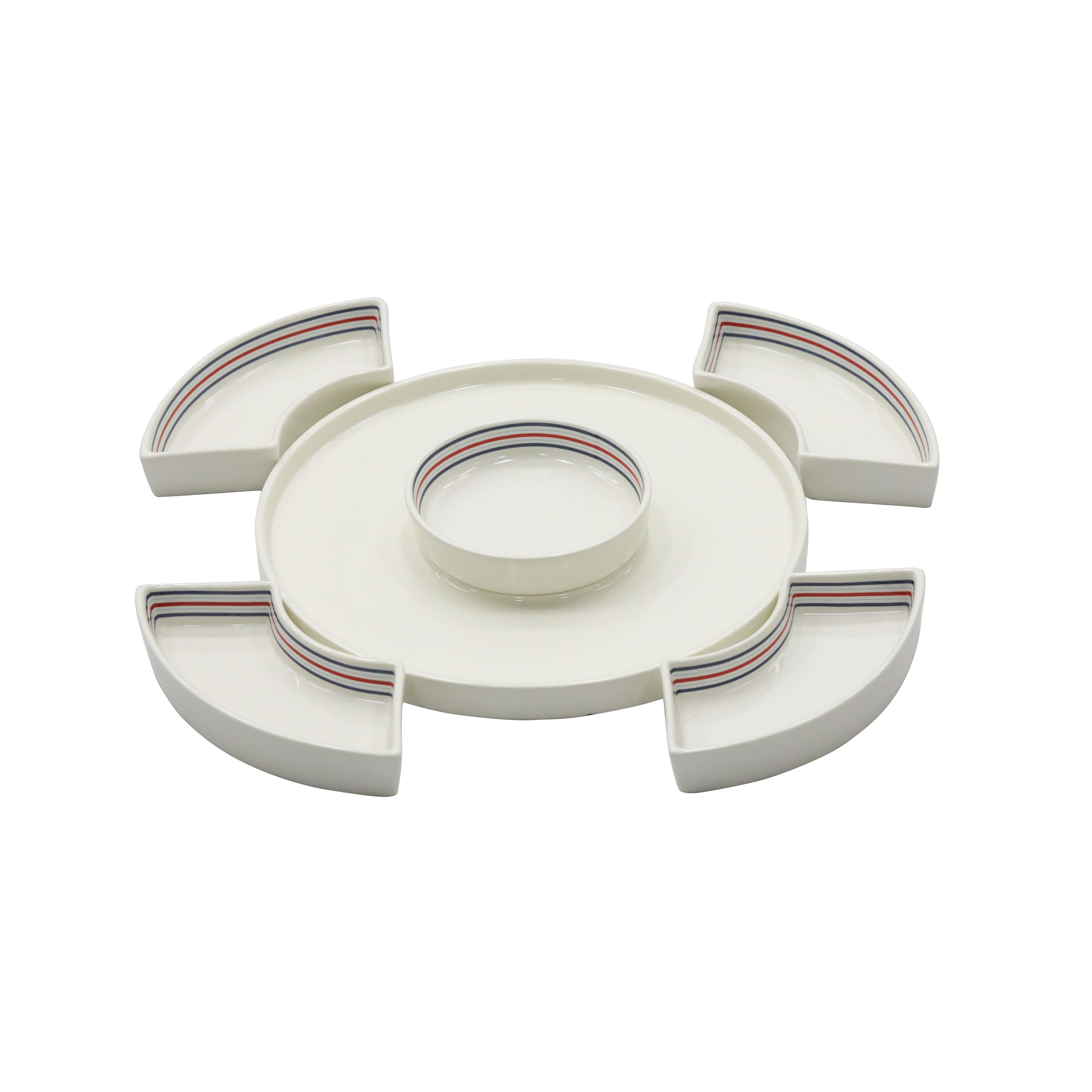 12.5" Blue & Red Stripe Appetizer Tray by Celebrate It™