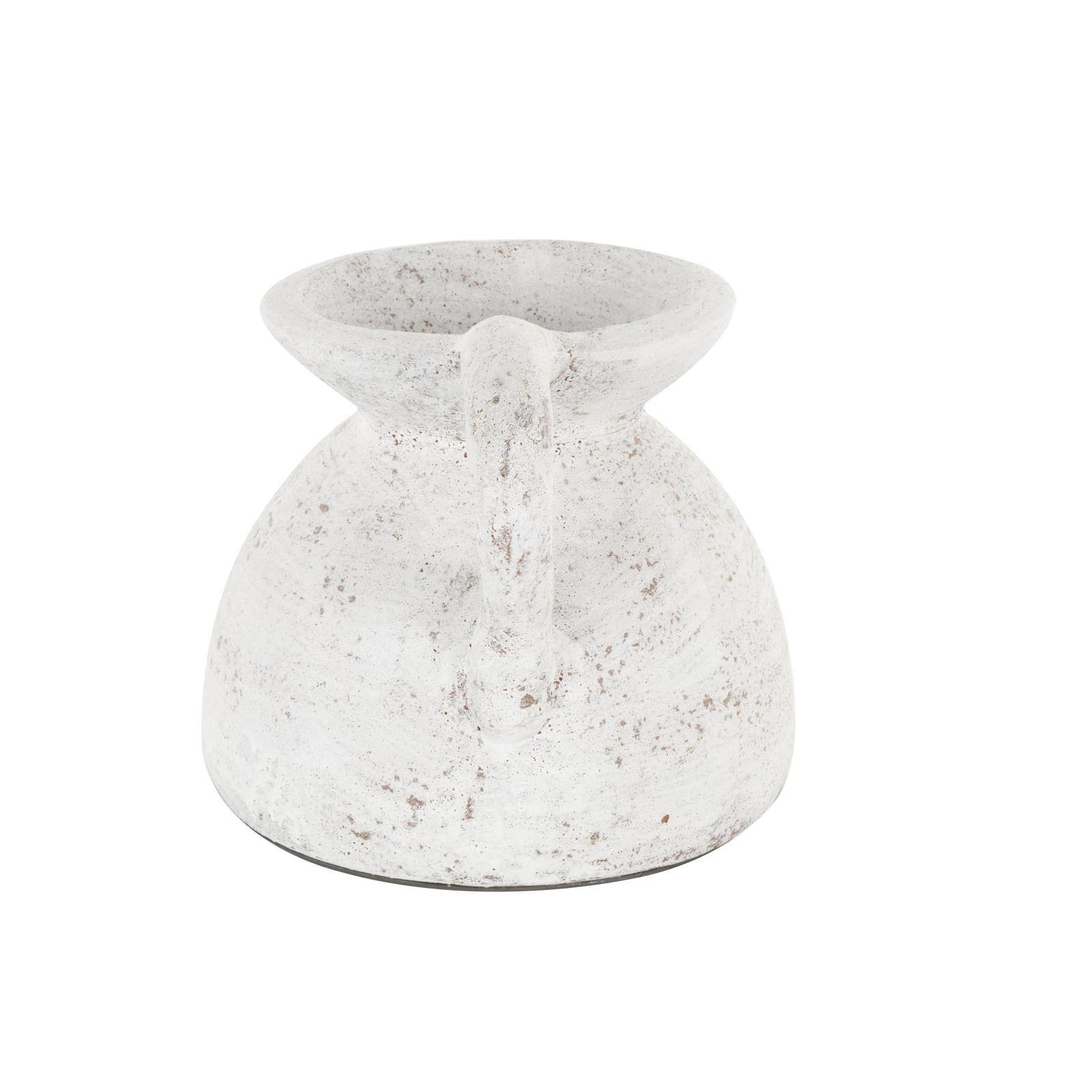11" Cream Ceramic Textured Pot Vase with Handle