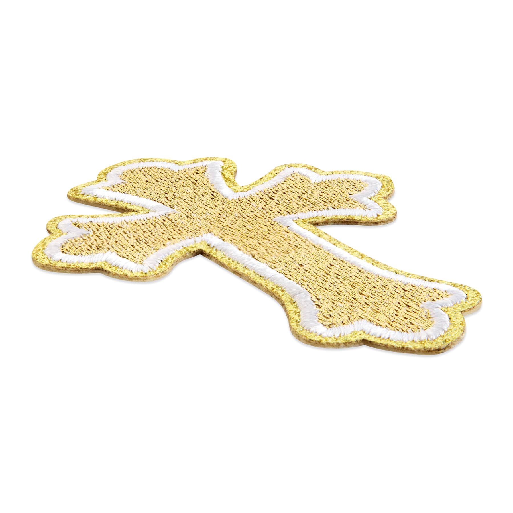 Iron-On & Adhesive Gold Cross with Glitter Patch by Make Market®