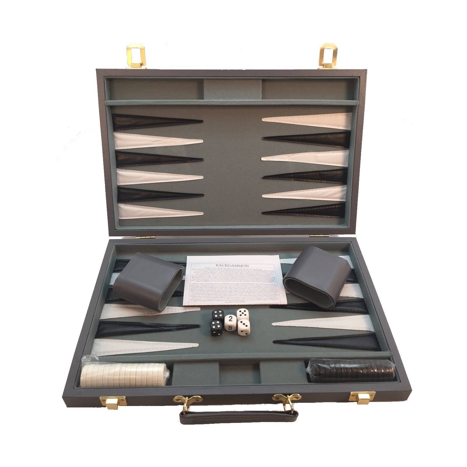 18" Gray Vinyl Backgammon Set