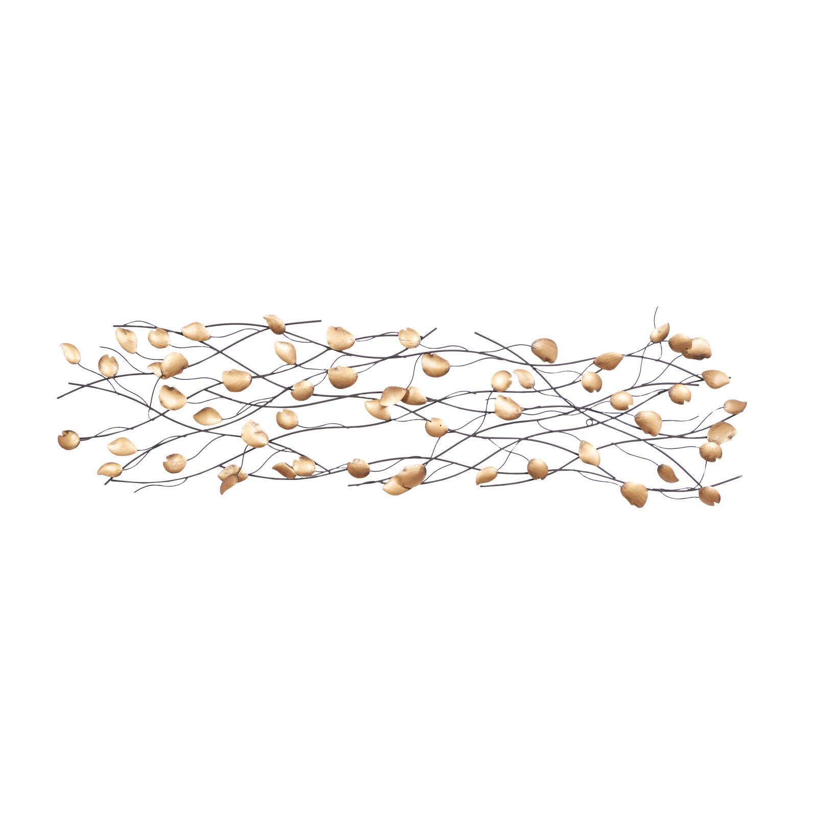 Gold Metal Contemporary Leaves Wall Decoration