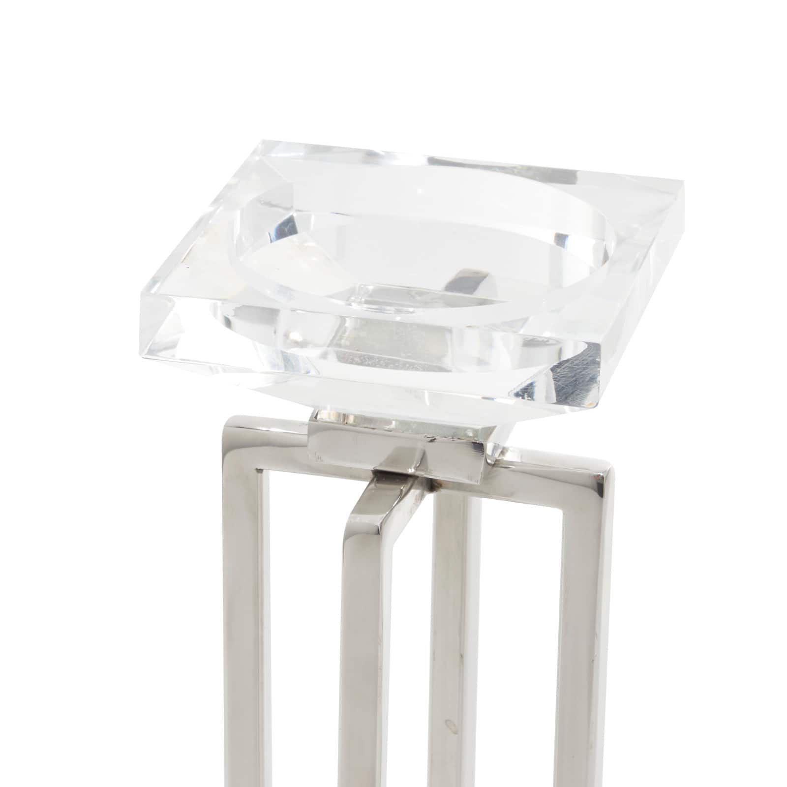 Silver Stainless Steel Glam Candle Holder Set