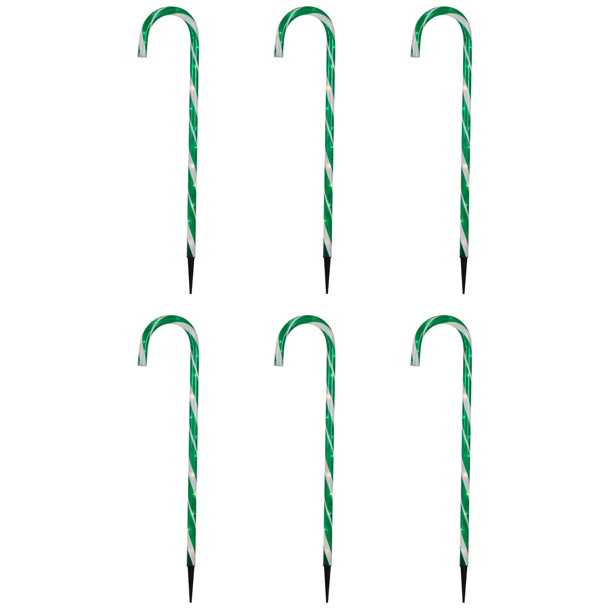 Northlight 28" Pre-Lit Green & White Lighted Candy Cane Outdoor Christmas Pathway Markers, 6ct. | Michaels®