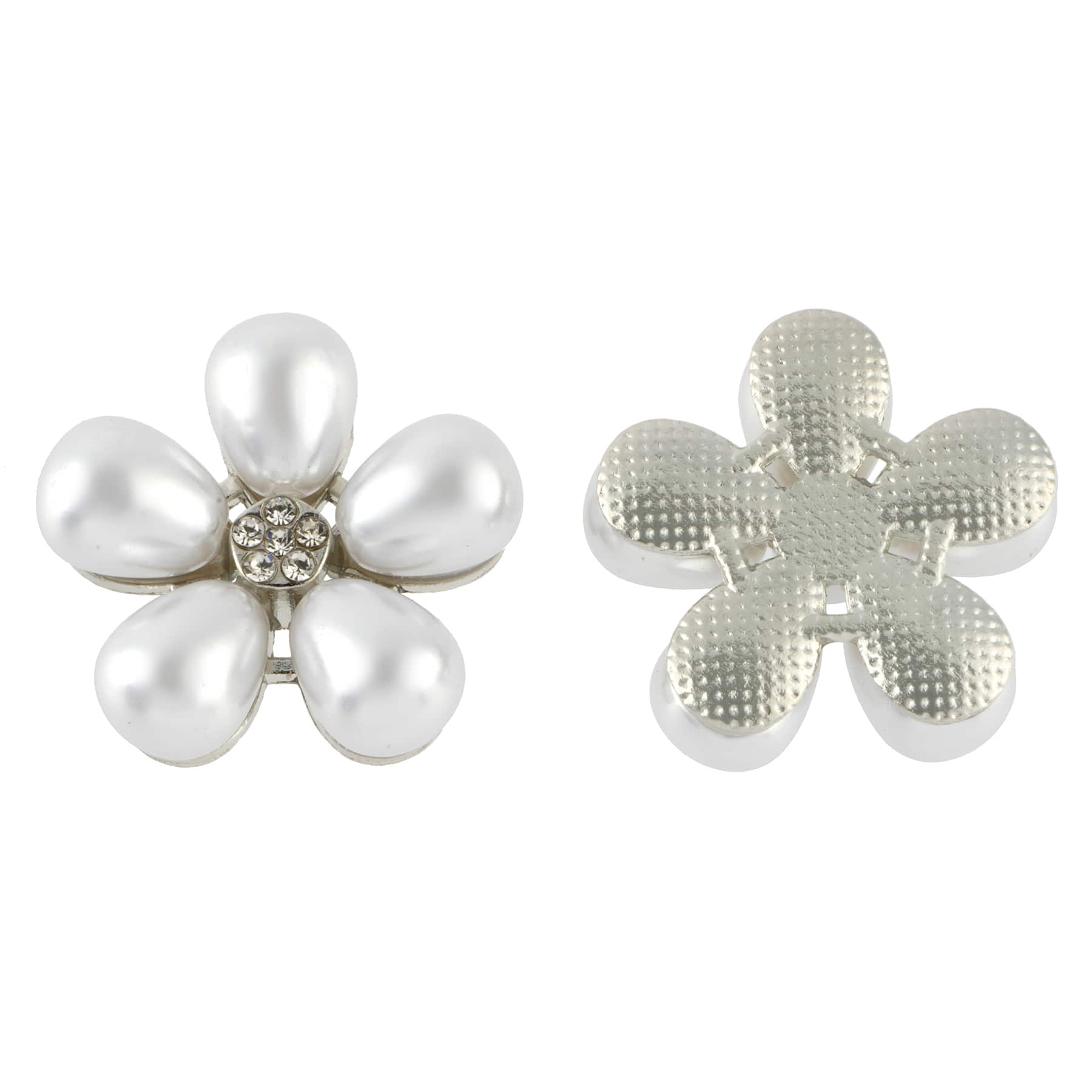 23mm Glass Rhinestone & Plastic Pearl Flatback Flowers, 10ct. by Bead Landing™