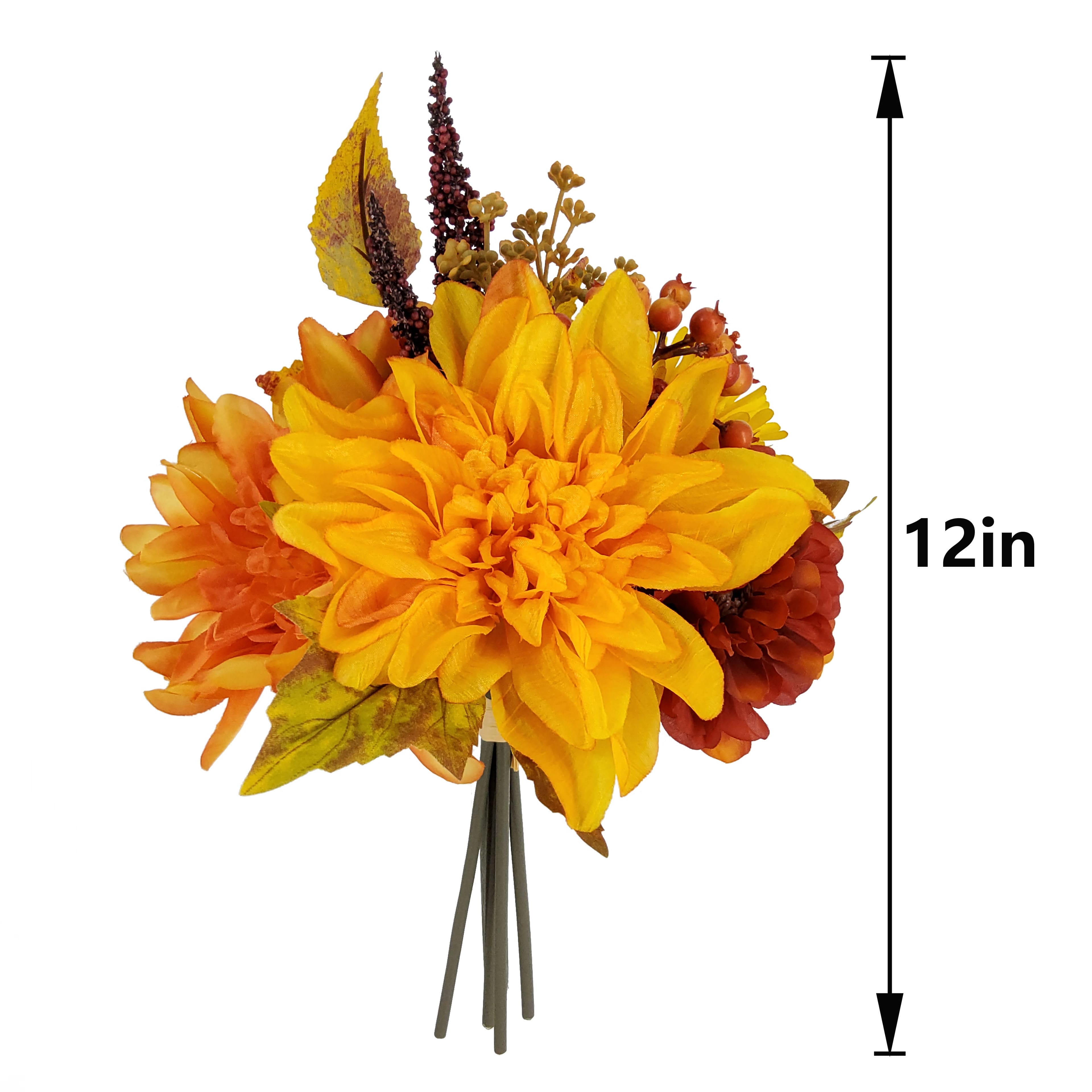 12" Yellow Dahlia & Leaf Bouquet by Ashland®