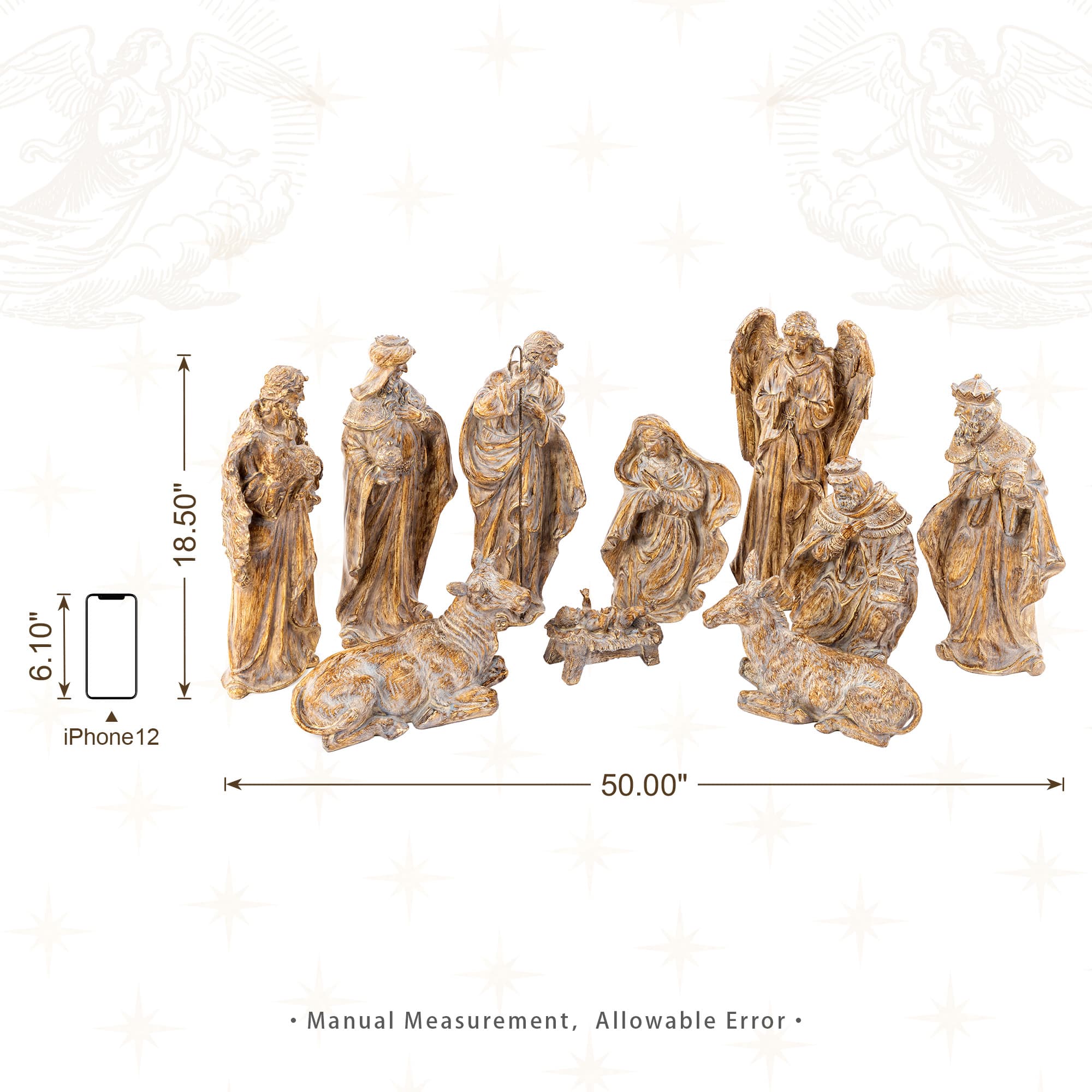 Glitzhome® 10-Piece Bronze Resin Nativity Figurine Set