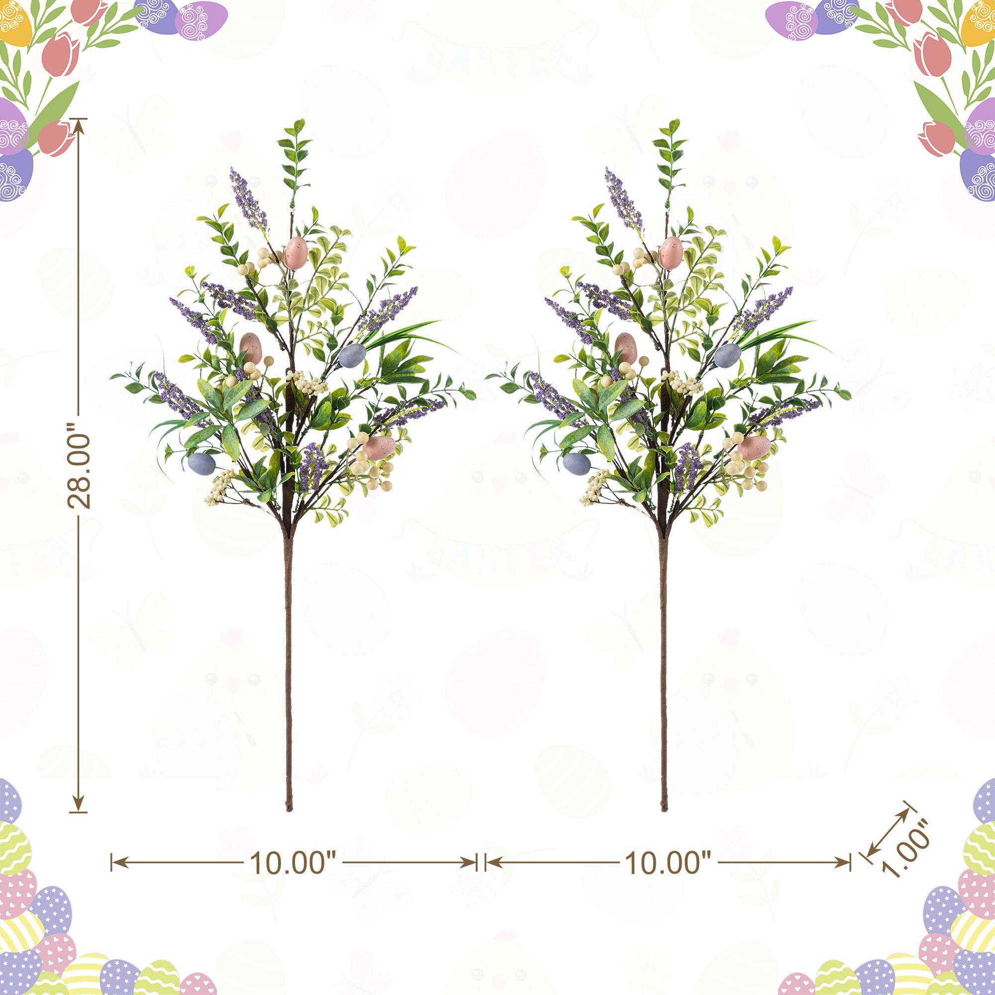 Glitzhome® 28" Easter Eggs & Lavender Picks Set