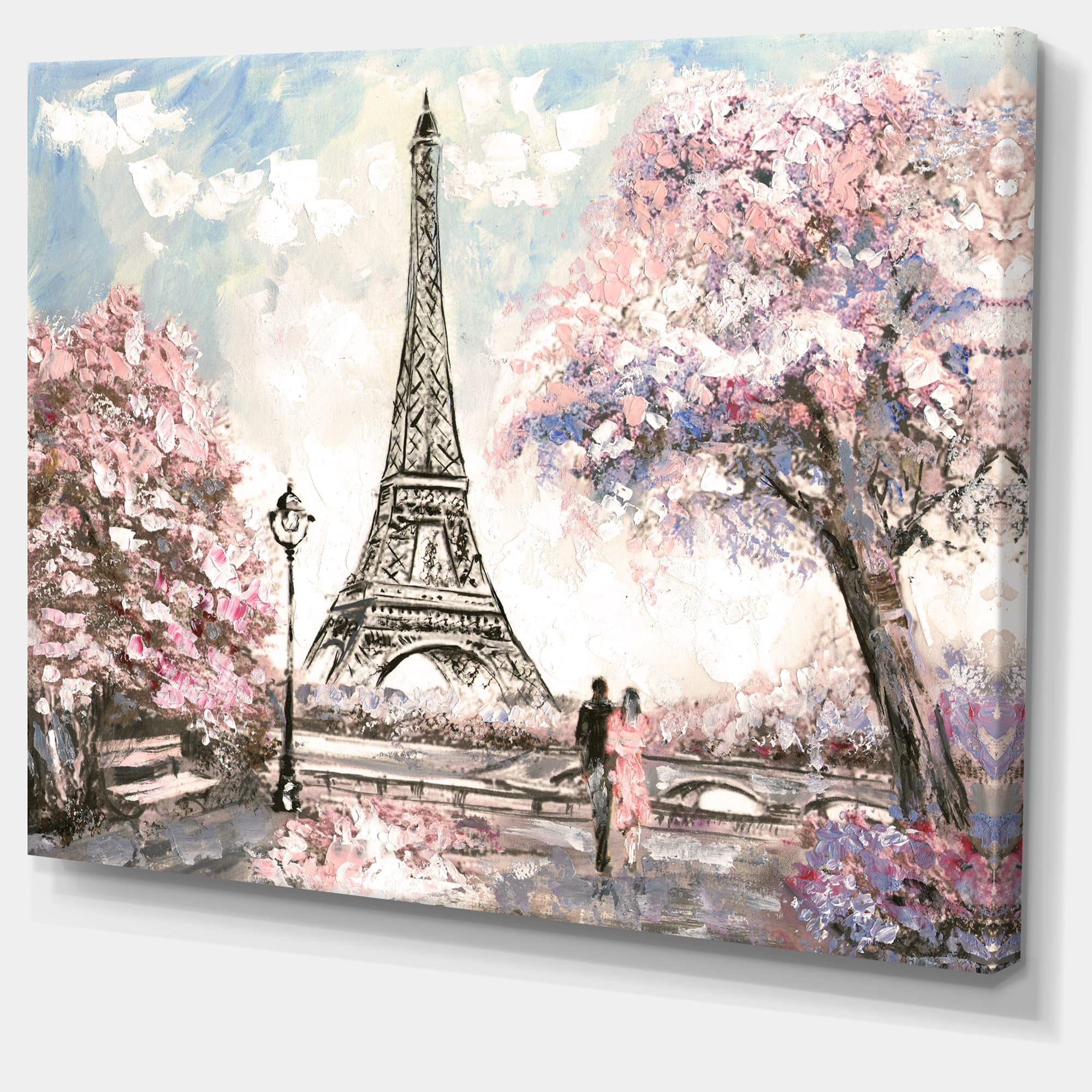 Designart - Eiffel with Pink Flowers