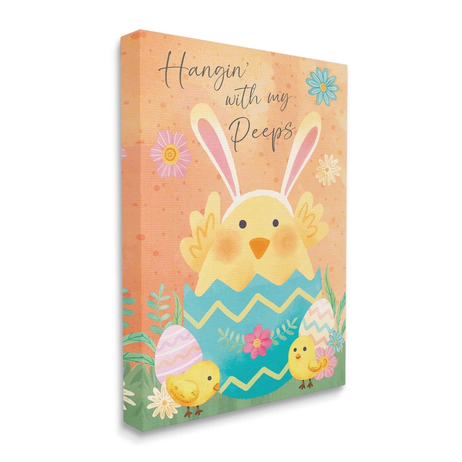 Stupell Industries Hangin' With My Peeps Easter Egg Chicks Canvas Wall Art
