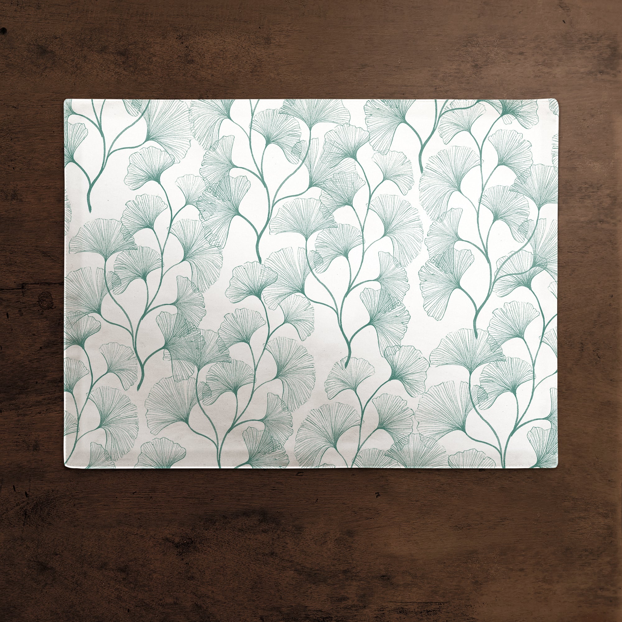 18" Teal Gingko Poly Twill Placemat
