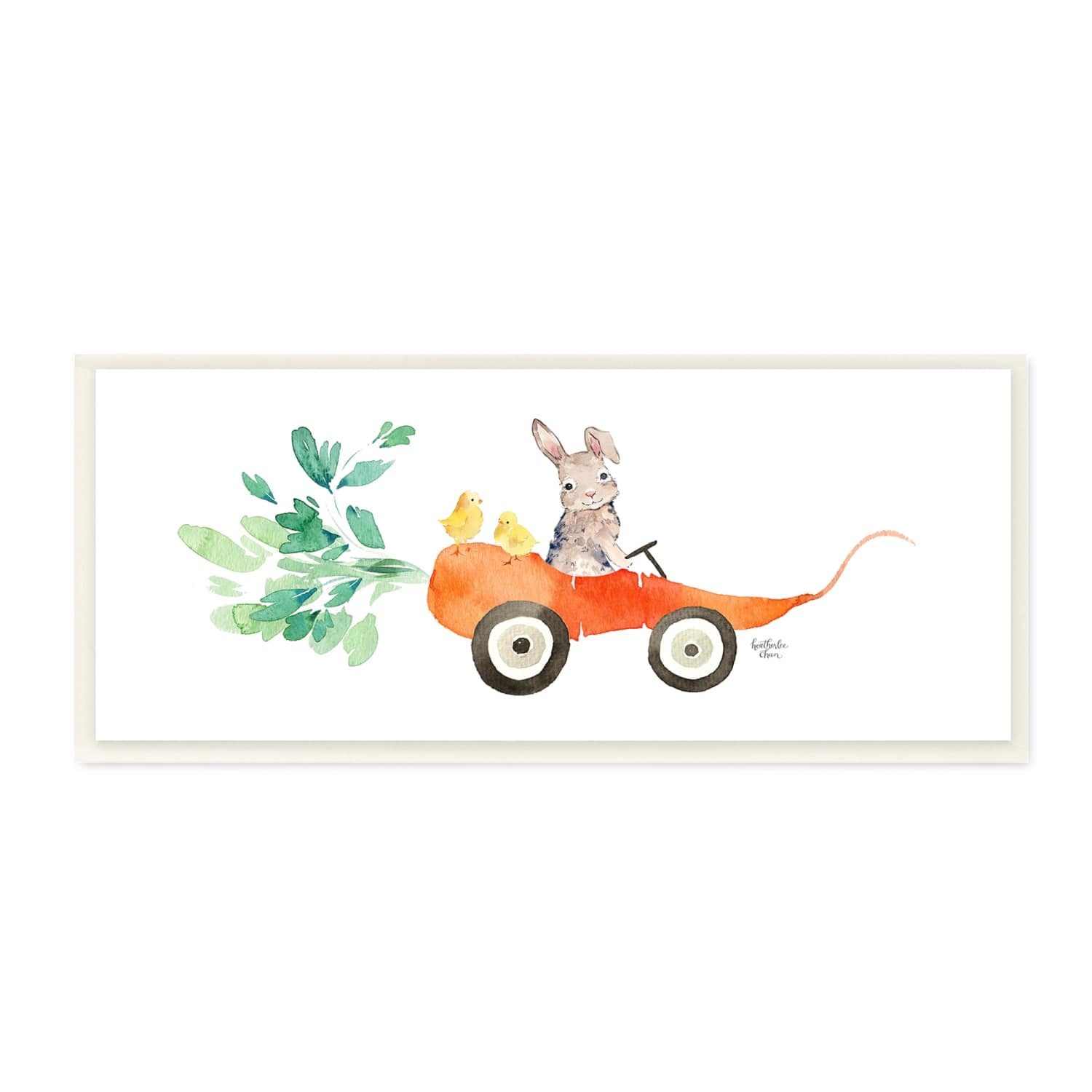 Stupell Industries Spring Rabbit Chicks Riding Seasonal Carrot Wagon Wall Plaque Art