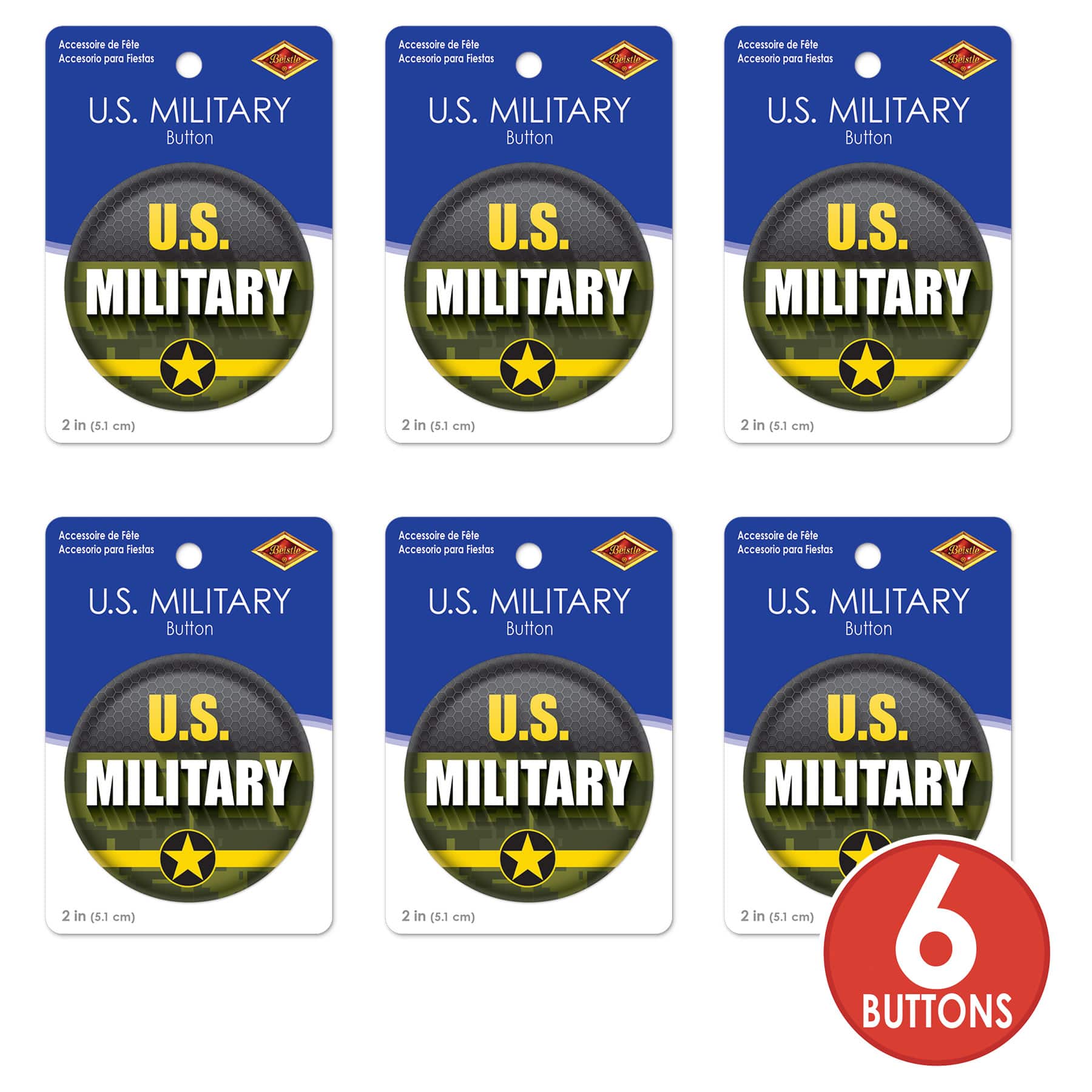 Beistle 2" Camouflage U.S. Military Buttons, 6ct.