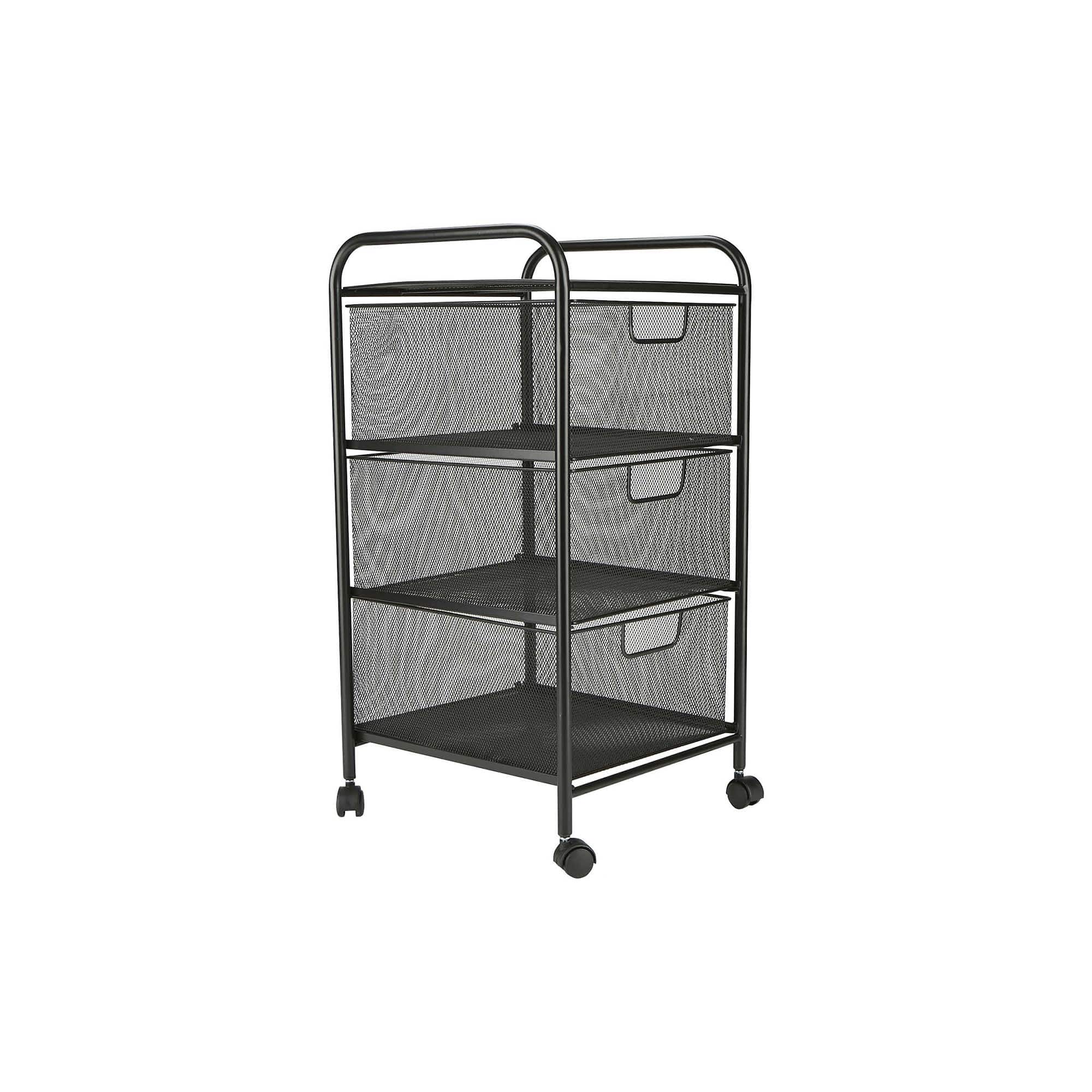 Mind Reader Black 3 Drawer Mesh Rolling Cart