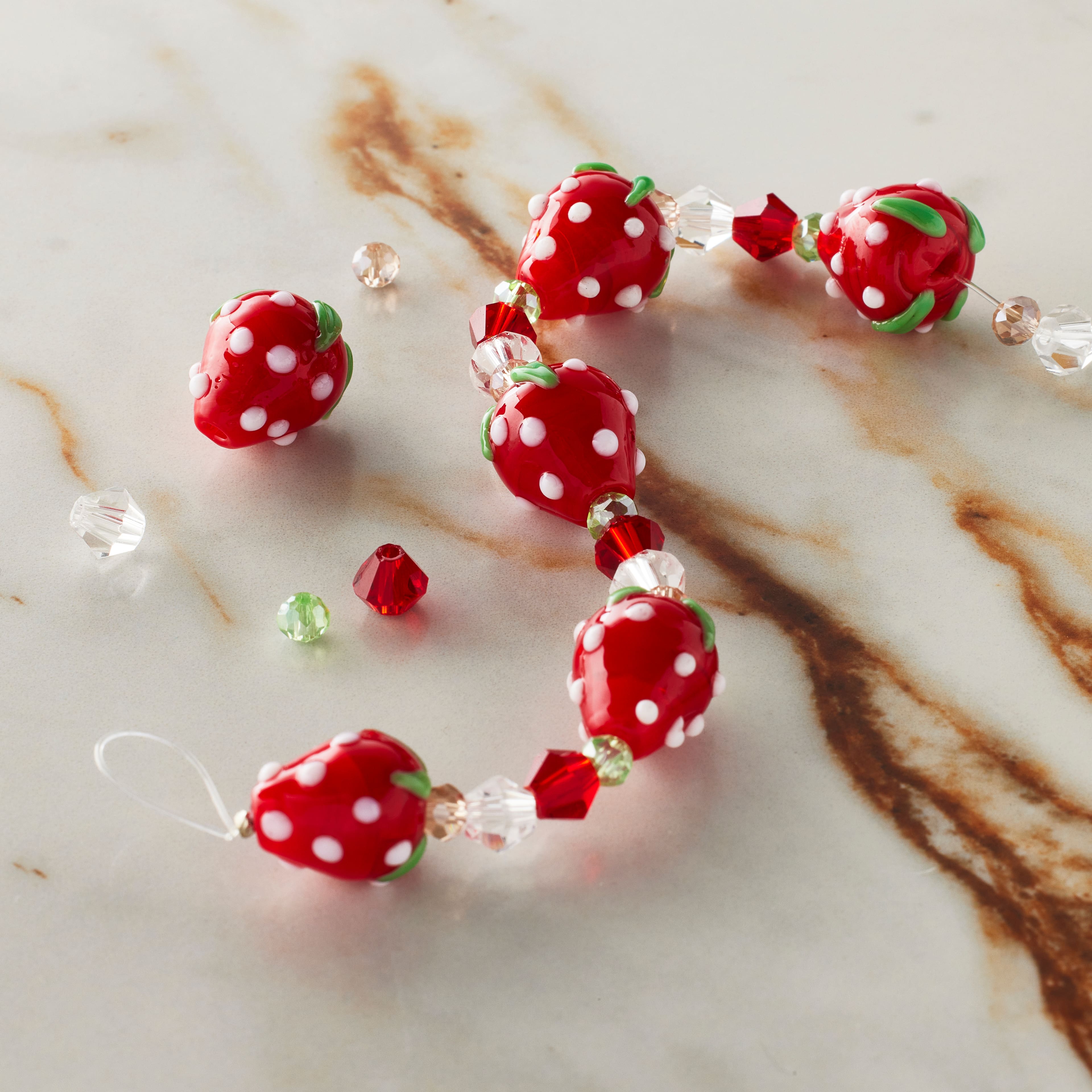12 Pack: Red Lampwork Glass Strawberry Beads by Bead Landing™