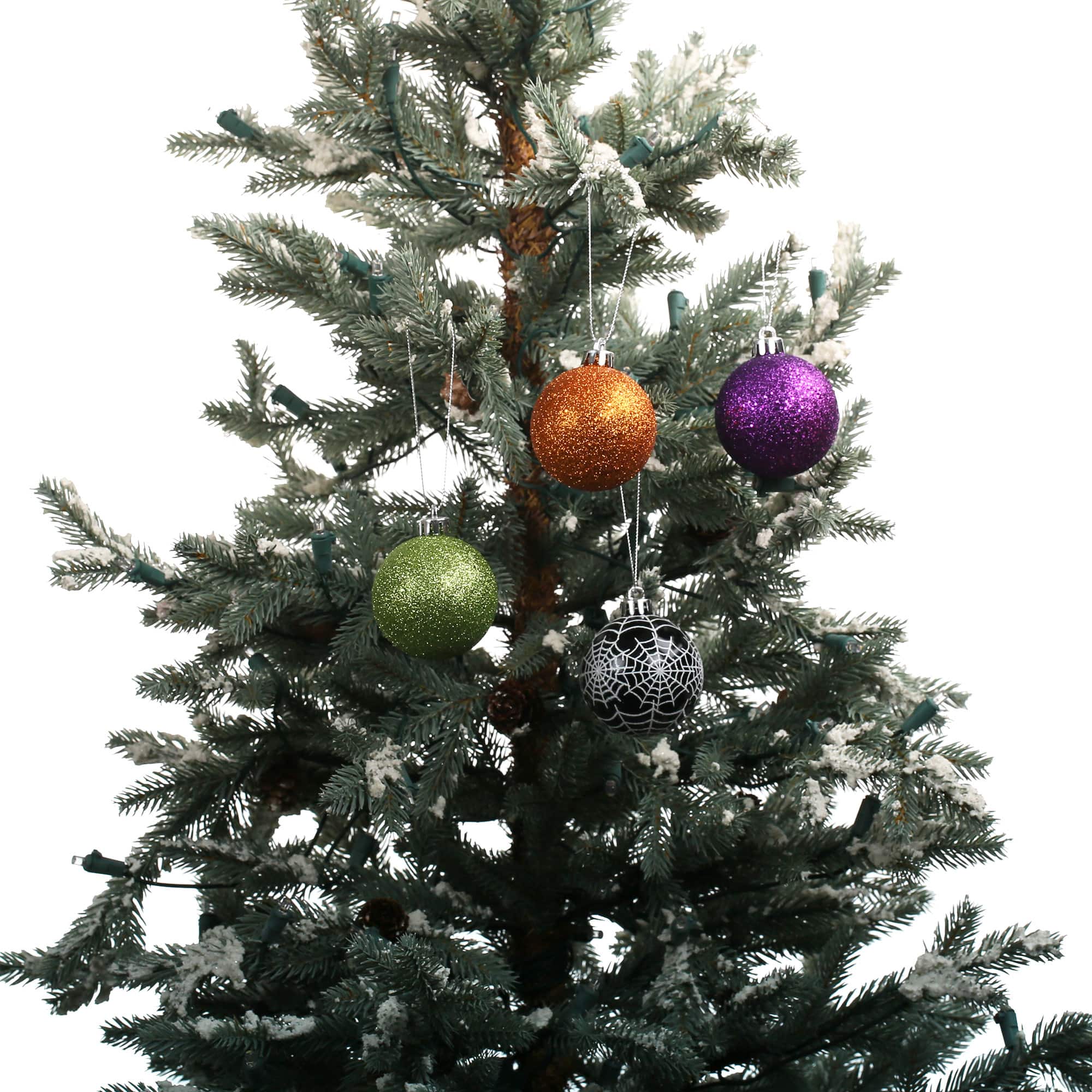 5 Pack 57mm Spiderweb & Glitter Shatterproof Ball Ornaments by Ashland®