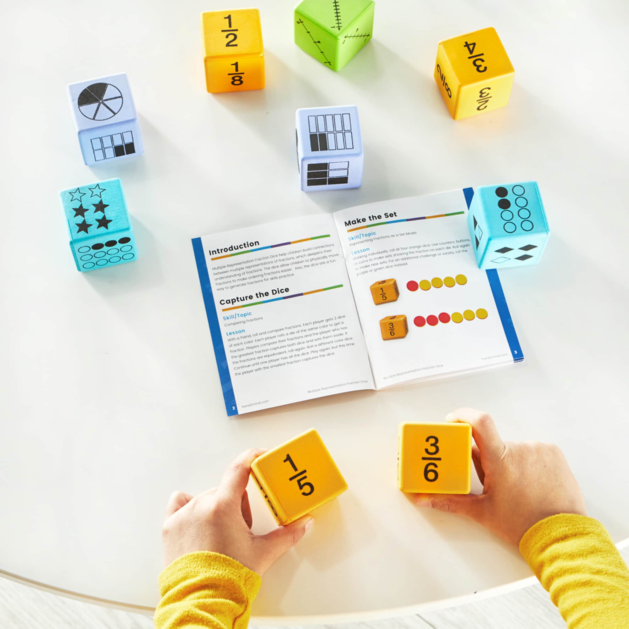 Hand2mind® Multiple Representation Fractions Dice, 16ct.