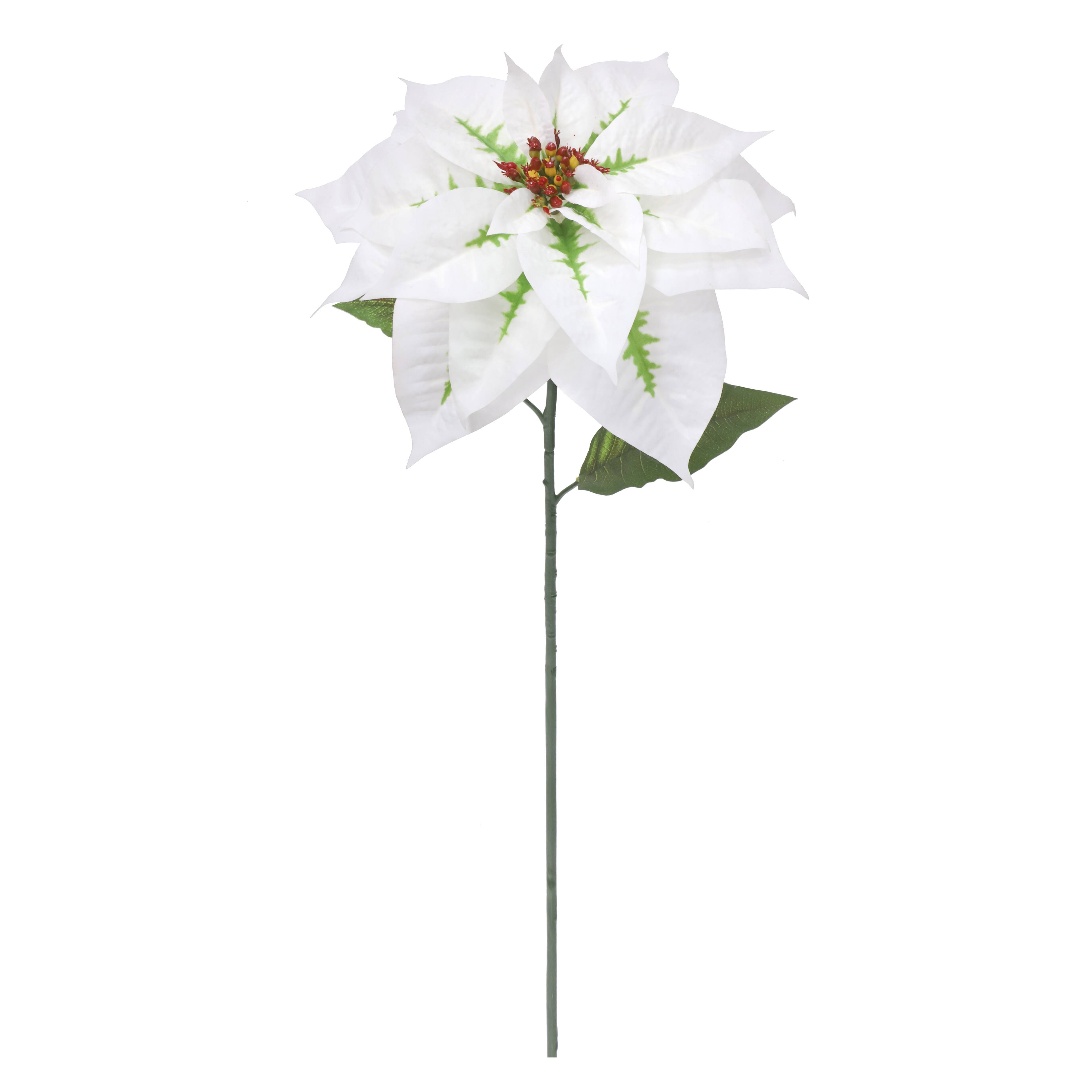 27" White & Green Poinsettia Real Touch Stem by Ashland®