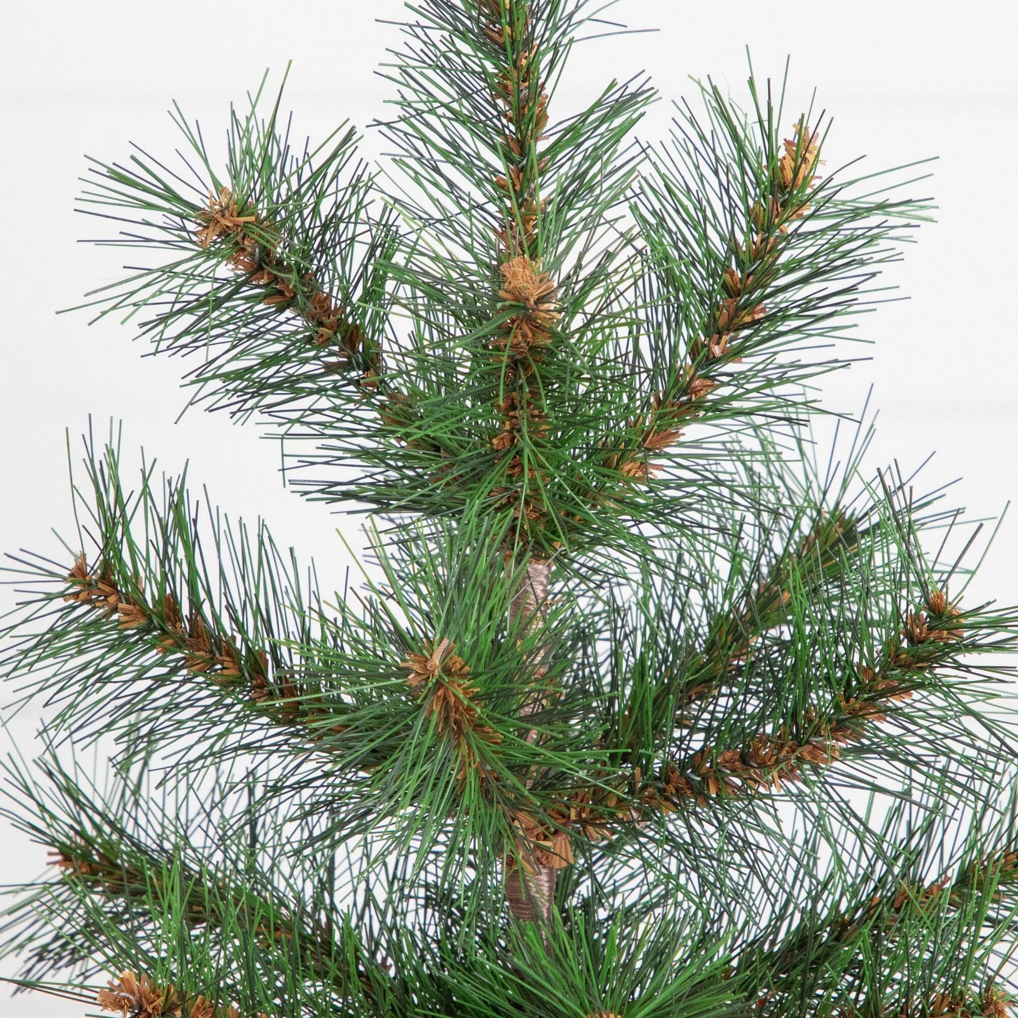 Nearly Natural 16" Unlit Artificial Christmas Tree with Tartan Plaid Flannel Wrapped Base