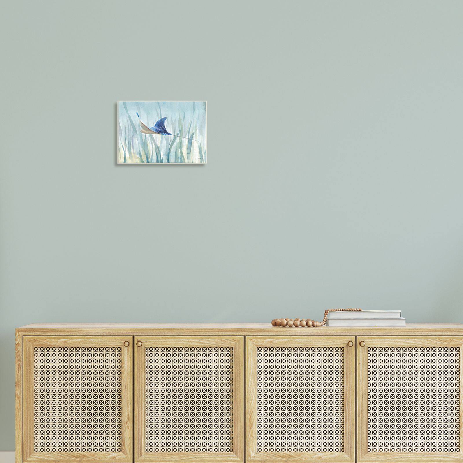 Stupell Industries Stingray Aquatic Animal Ocean Blue Spotted Sea Creature Wall Plaque