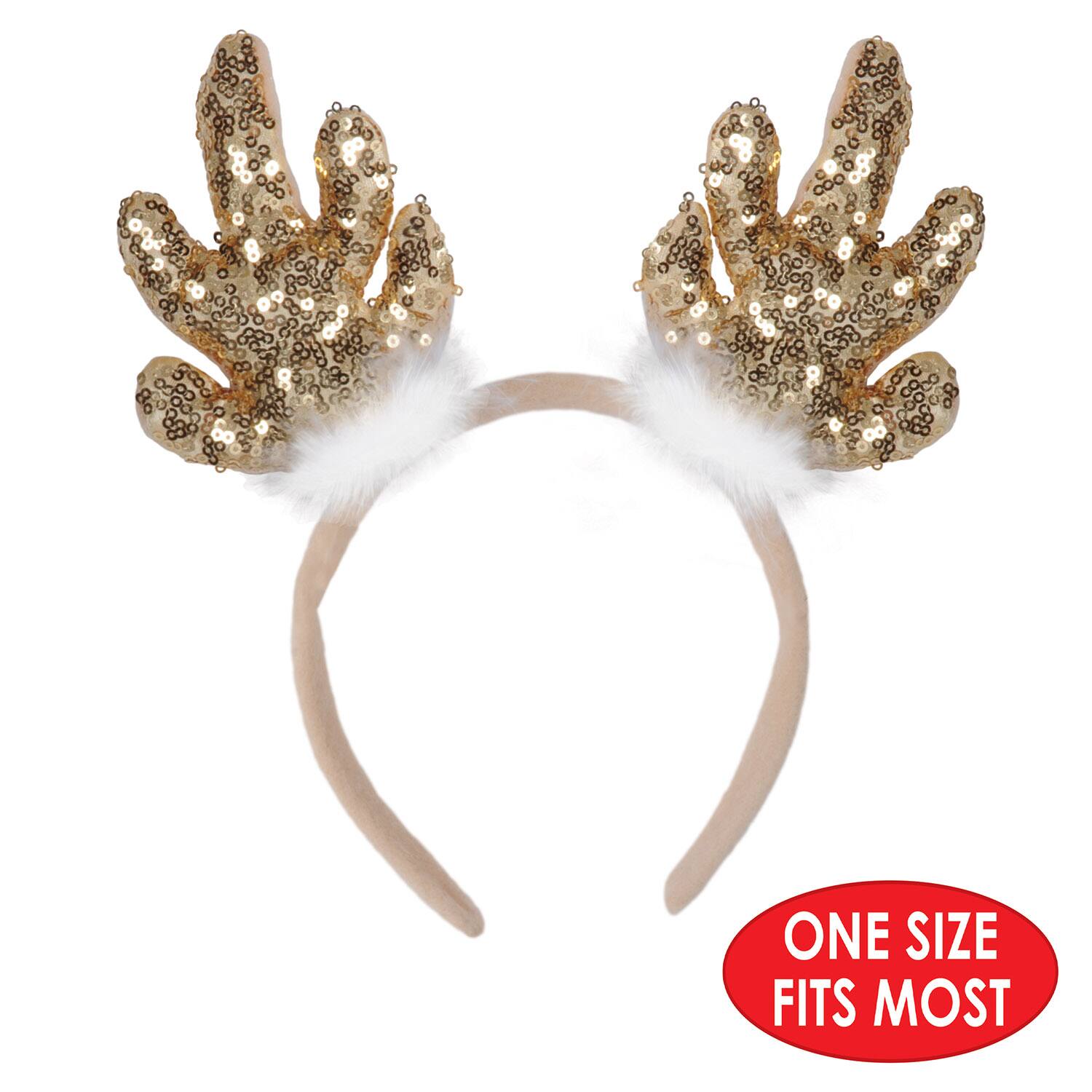 Beistle Gold Sequined Reindeer Antlers, 2ct.
