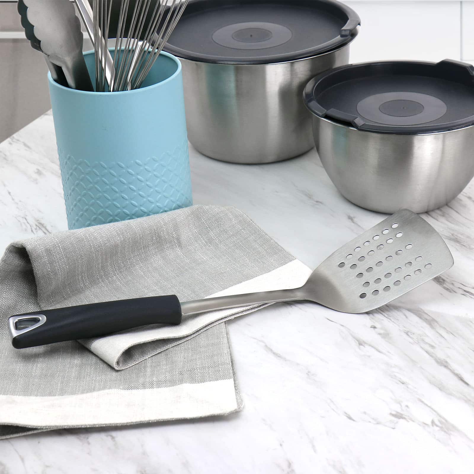 Martha Stewart Everyday Gray Stainless Steel Slotted Turner